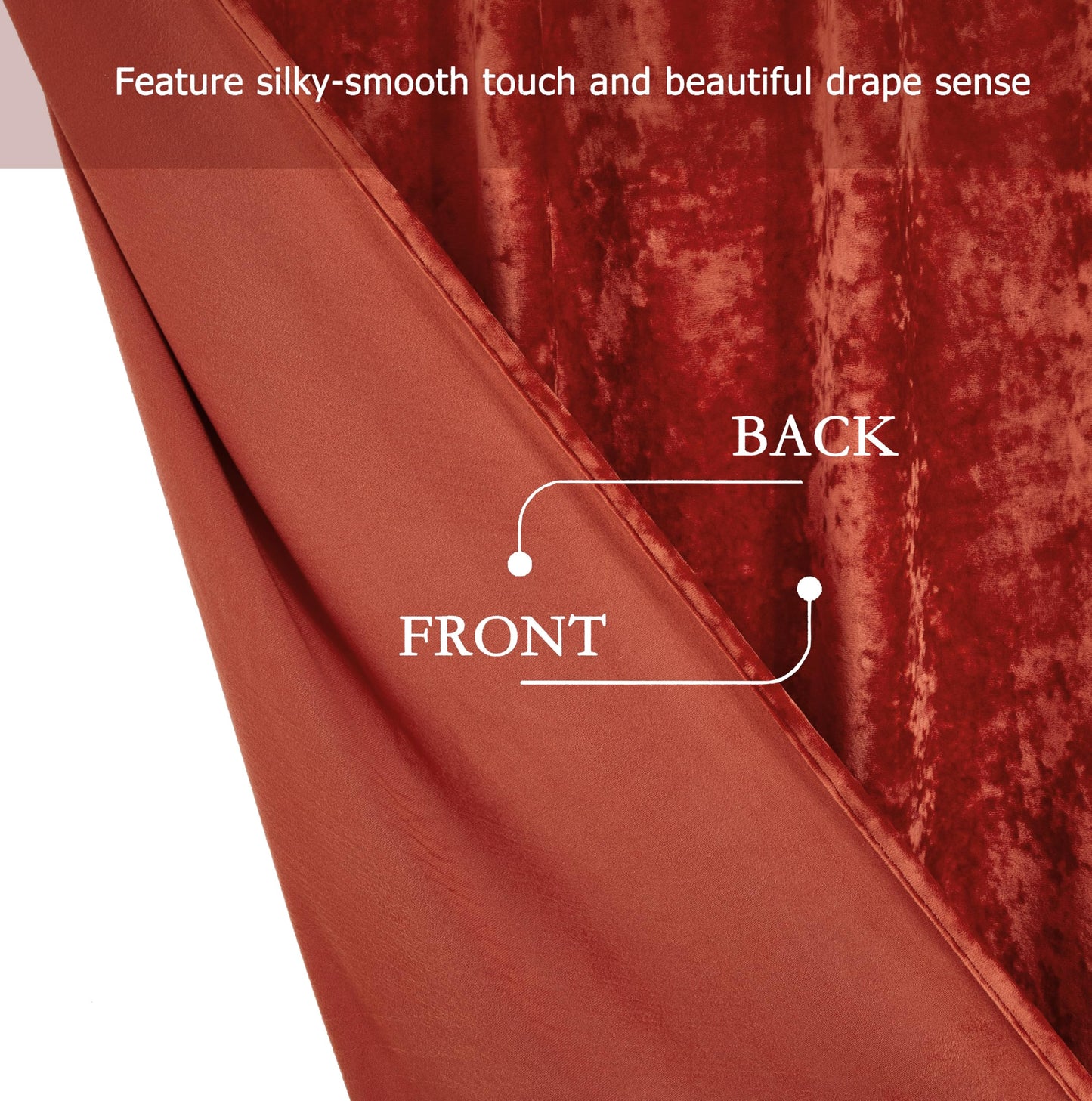 Chezmoi Collection Lux Brick Red Crushed Velvet Curtains 2 Panel Set - 72 inches Long Room Darkening Luxury Distressed Velvet Rod Pocket Window Drapes for Living Room Bedroom 50" W x 72" L
