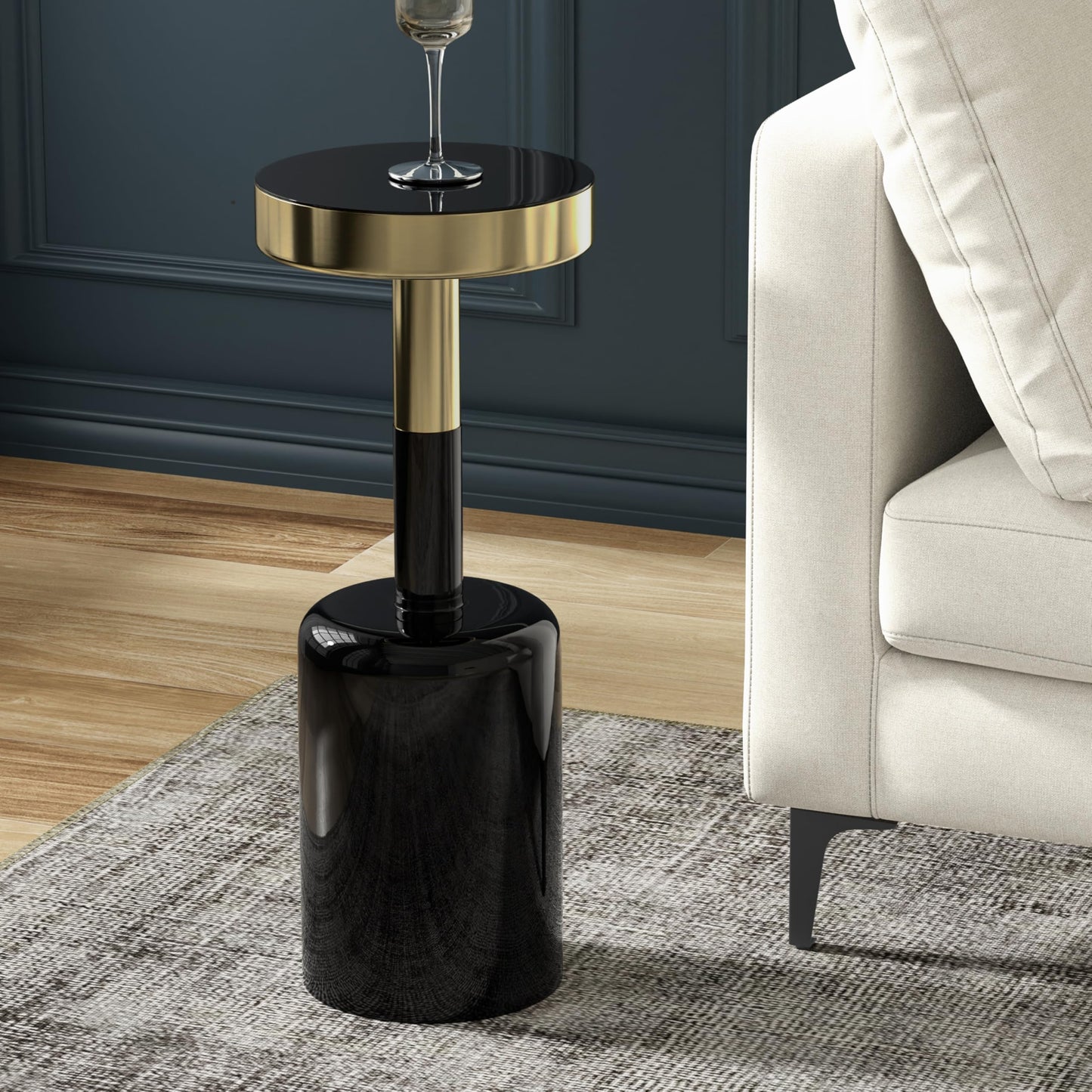SIMPLIHOME Frannie Metal Side Table - 10 inch Wide Solid Metal Round Accent Table in Gold and Black, Modern Contemporary End Table or Small Drink Table for Living Room or Bedroom with Sturdy Base