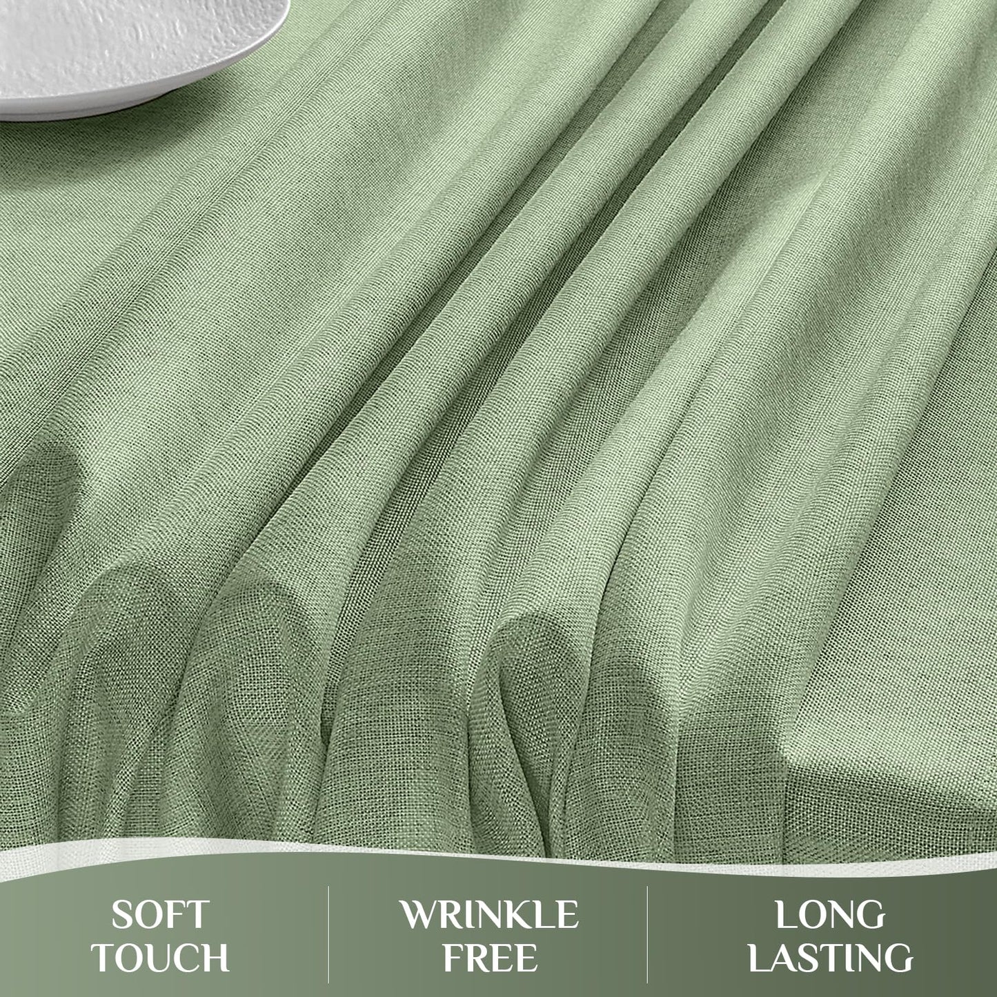 Softalker Large Tablecloths Rectangular 120 x 60 inch Linen Textured Table Cloth Outdoor Waterproof, Stain and Wrinkle Resistant,Sage Green Table Cloths for 6/8 Foot Rectangle Tables Decor for Spring