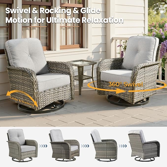 8 Pieces Outdoor Patio Furniture Sets, High Back Swivel Rocker Chairs Loveseat