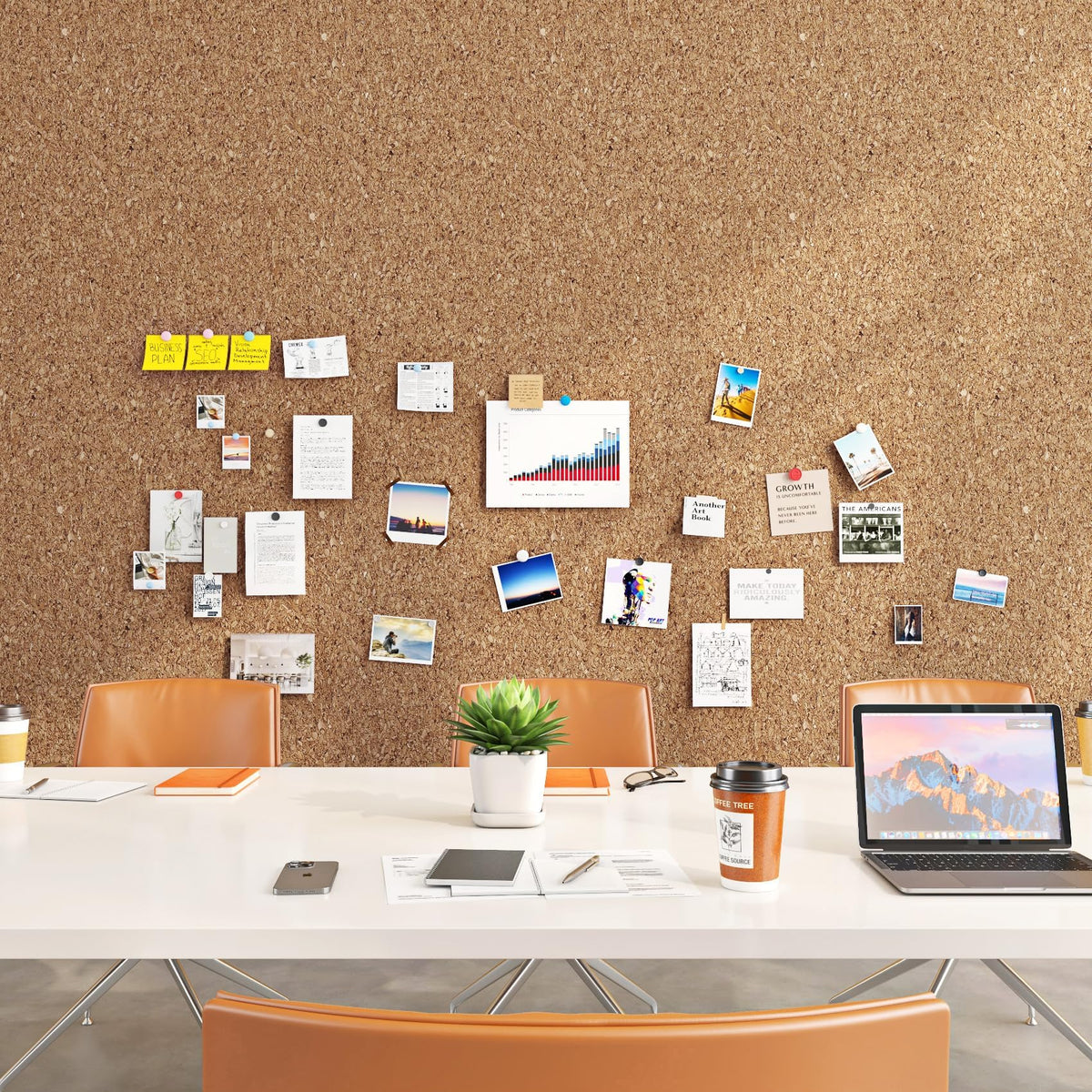 ReWallpaper Bulletin Board Corkboard Roll 17.3in x 3.9ft 3mm Thick Peel and Stick Corkboard for Wall Notes Photos Kids Art Classroom Home Office Memo Display Easy Grid Cut Daily Planner Center Zone