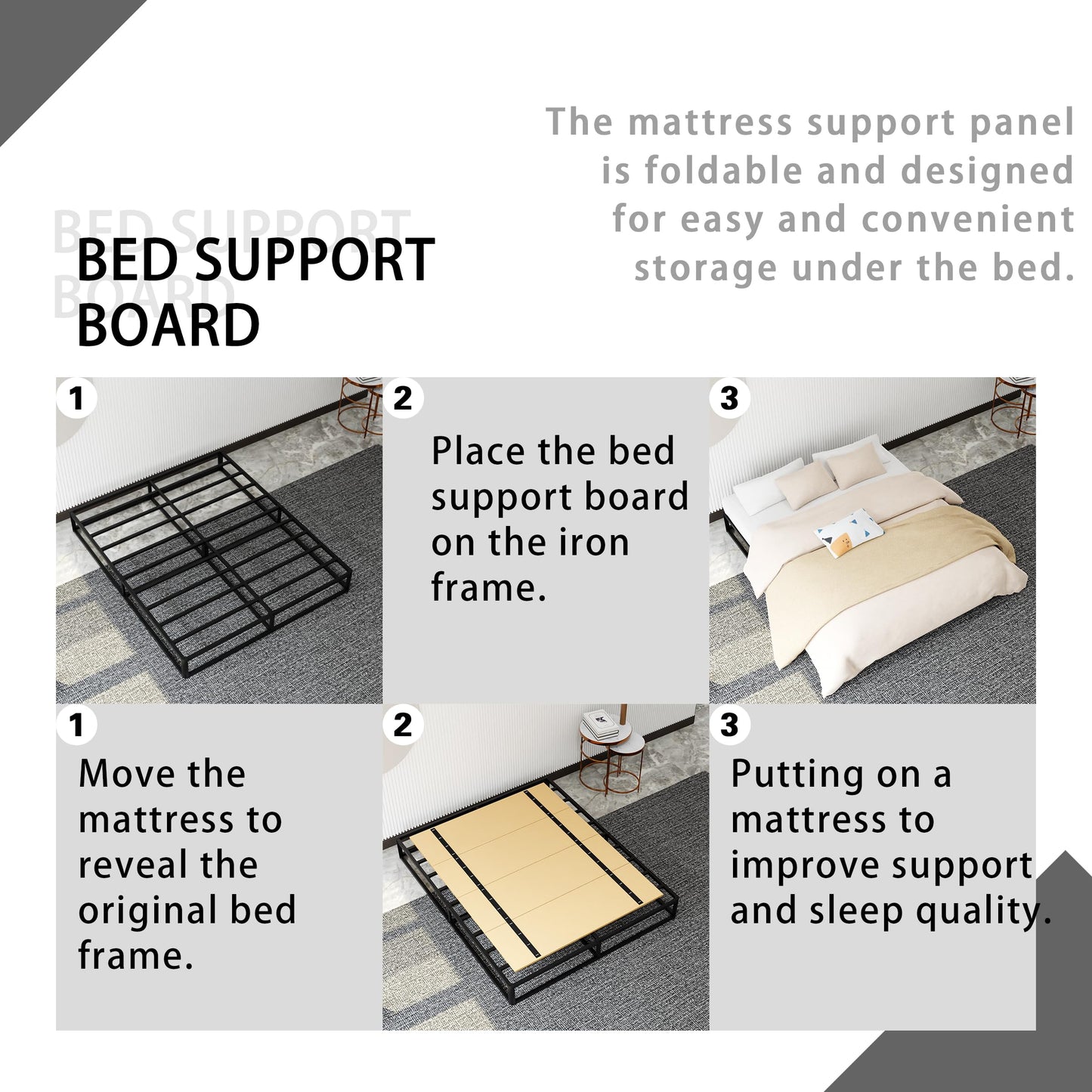 Imperius Heavy Duty Bed Panels Foldable Box Spring, Bunkie Board, Bed Support Slats,(74X38)