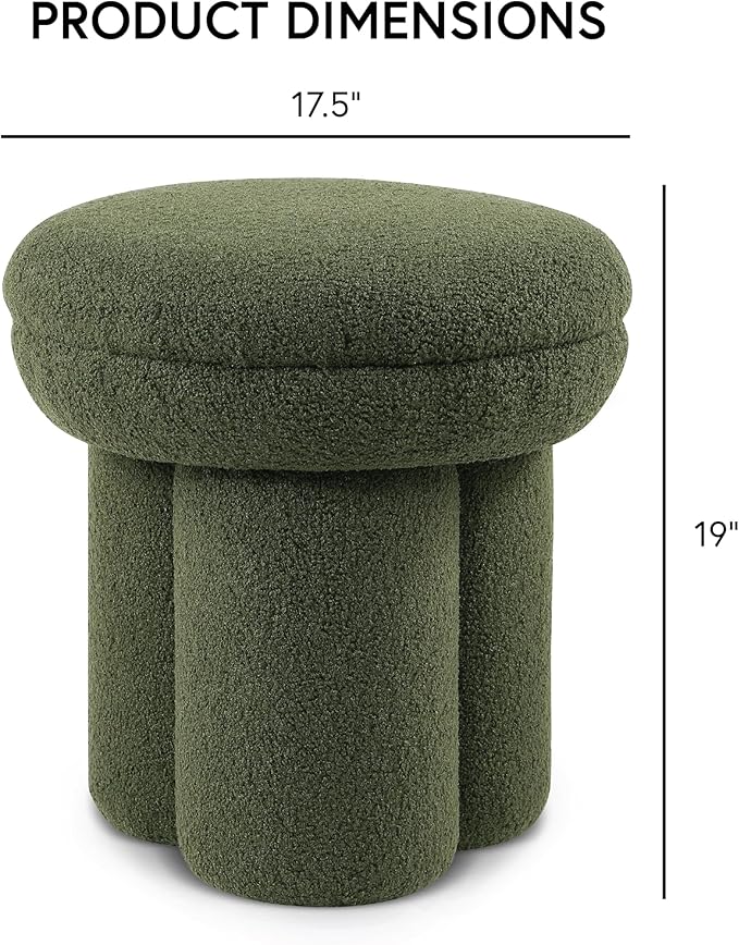 Furniture of America Rami Modern 18-inch Mushroom-Shape Upholstered Ottoman