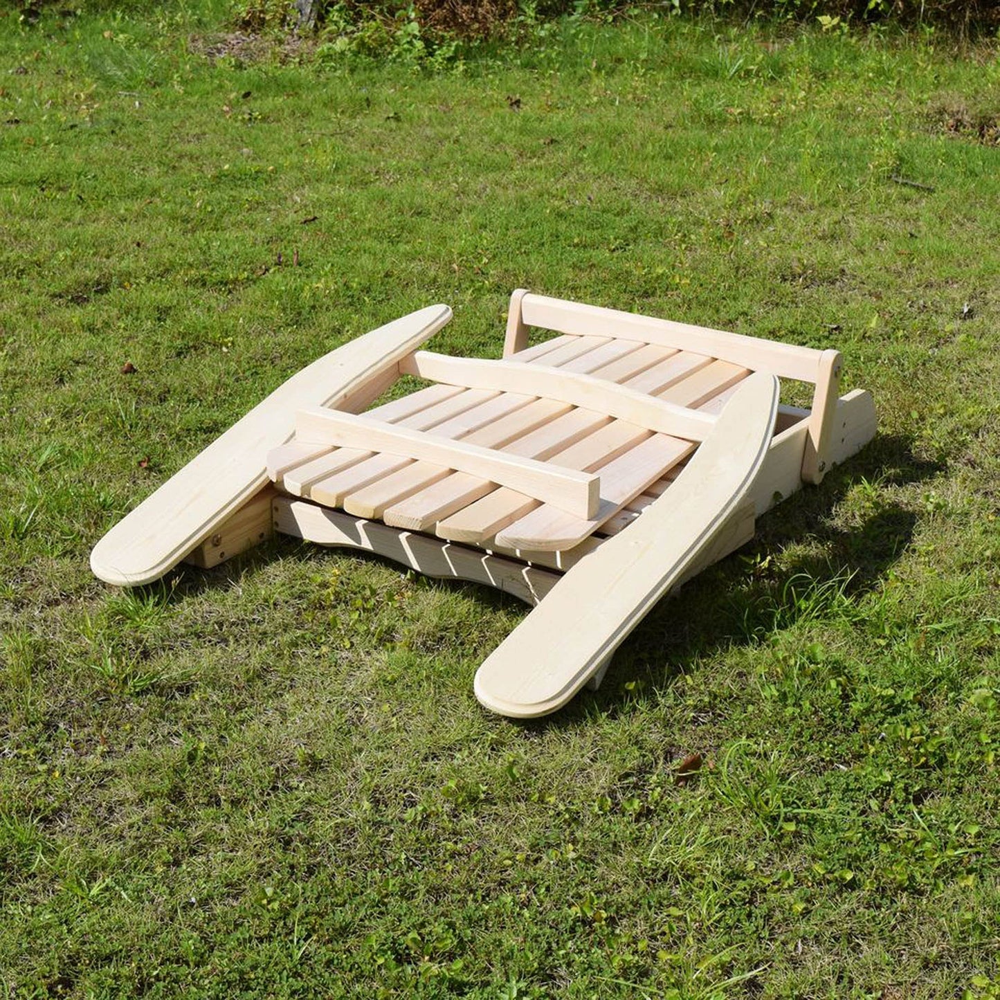 Merry Garden Foldable Wooden Adirondack Chair, Outdoor, Garden, Lawn, Deck Chair, Natural