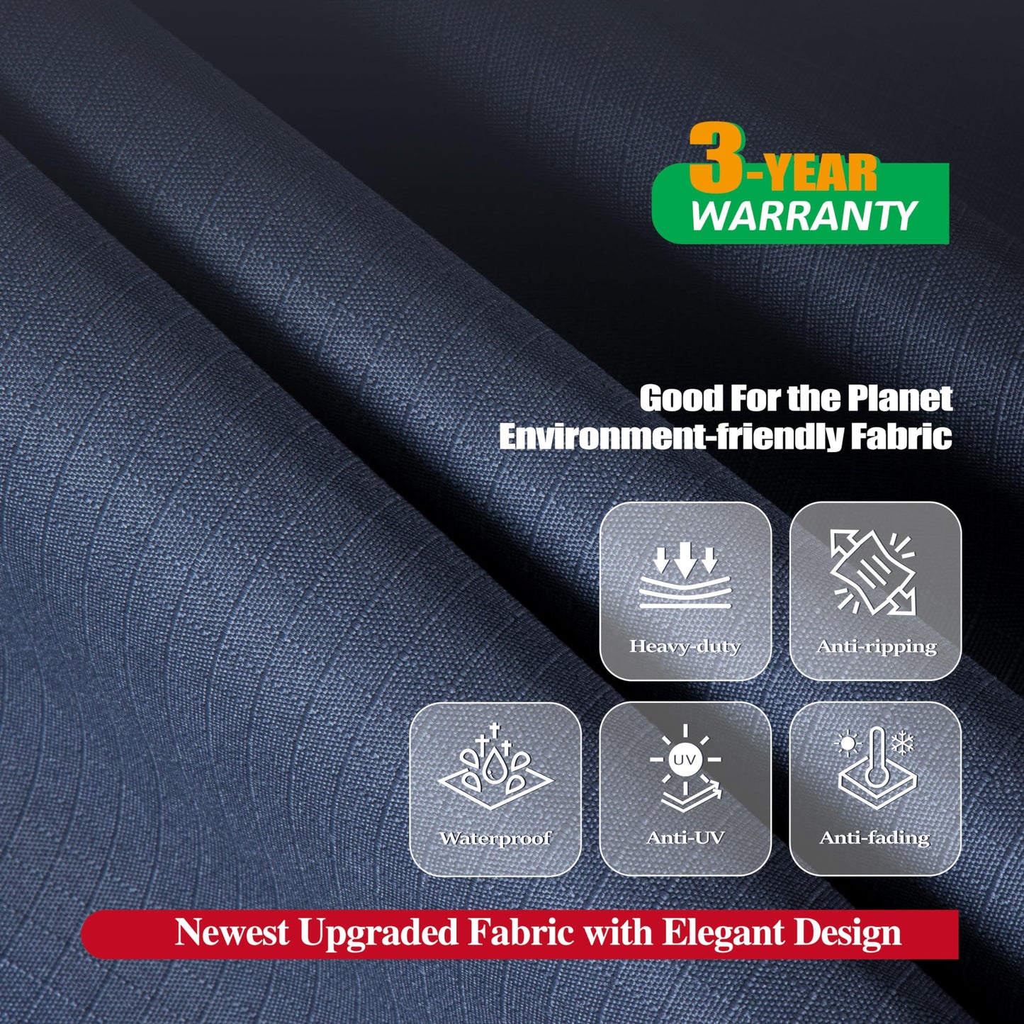 F&J Outdoors Heavy Duty Waterproof Anti-UV Rip-stop Fabric Large Patio Furniture Covers, Grey, 126"x83"x27.5"