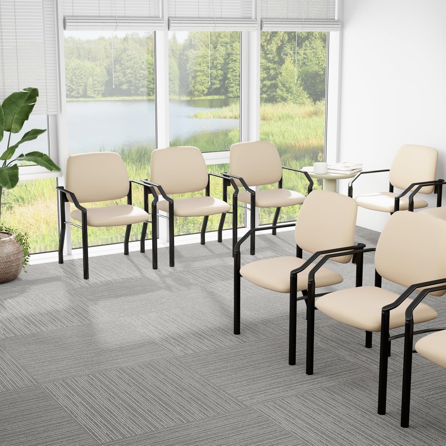 Boss Office Products Guest Chair, Vinyl, 300 lb. Weight Capacity, Beige