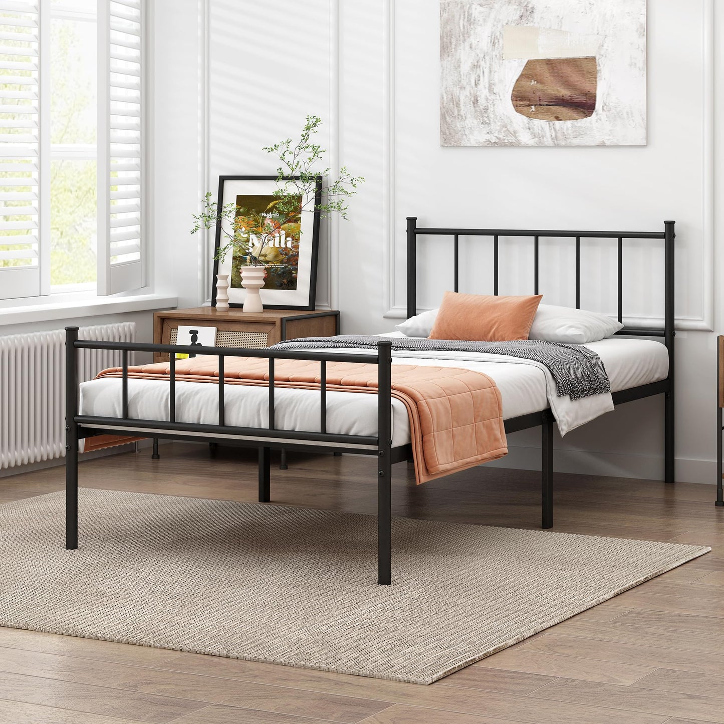 DIIYIV Twin Metal Bed Frame,Steel Slat Support,Noise Free,Easy Assembly