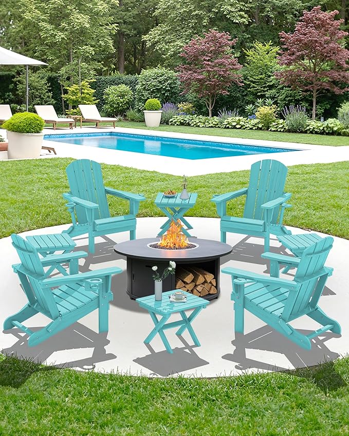 SERWALL Adirondack Side Table, No Assembly Outdoor End Table, HDPE Small