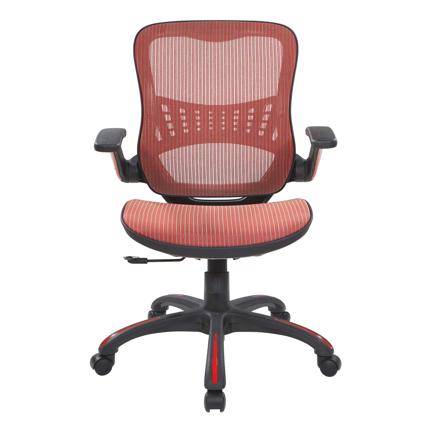Office Star Riley Ventilated Manager's Office Desk Chair with Breathable Mesh Seat and Back, Black Base with Red