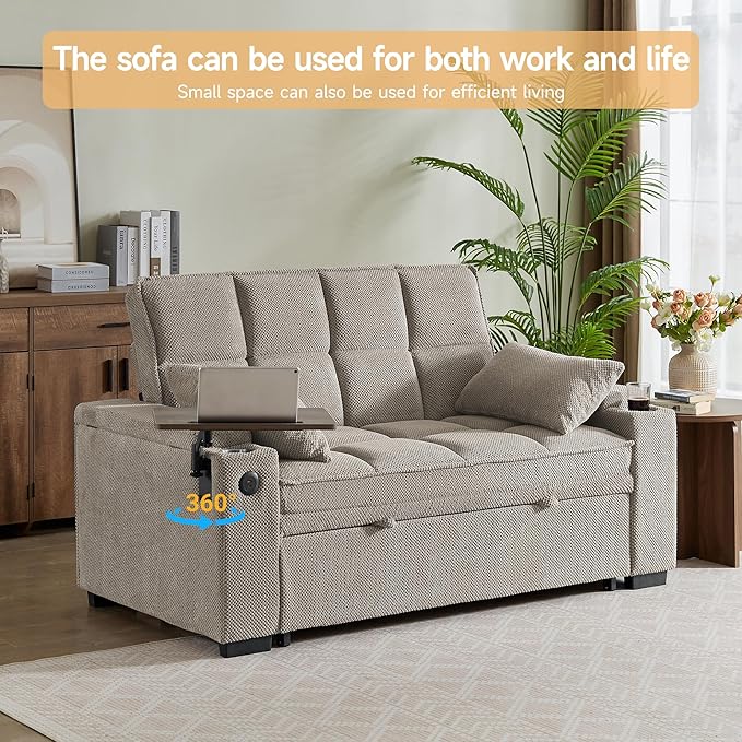 Auvsoce 65'' Chaise Lounge Chair Indoor, 3-in-1 Convertible Sofa Bed