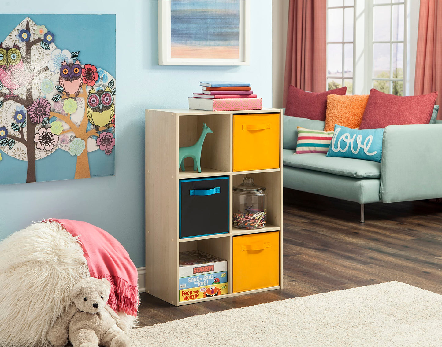 ClosetMaid Cubeicals 6 Cube Storage Shelf Organizer Bookshelf, Stackable, Vertical or Horizontal, Easy Assembly, Wood, Birch Finish