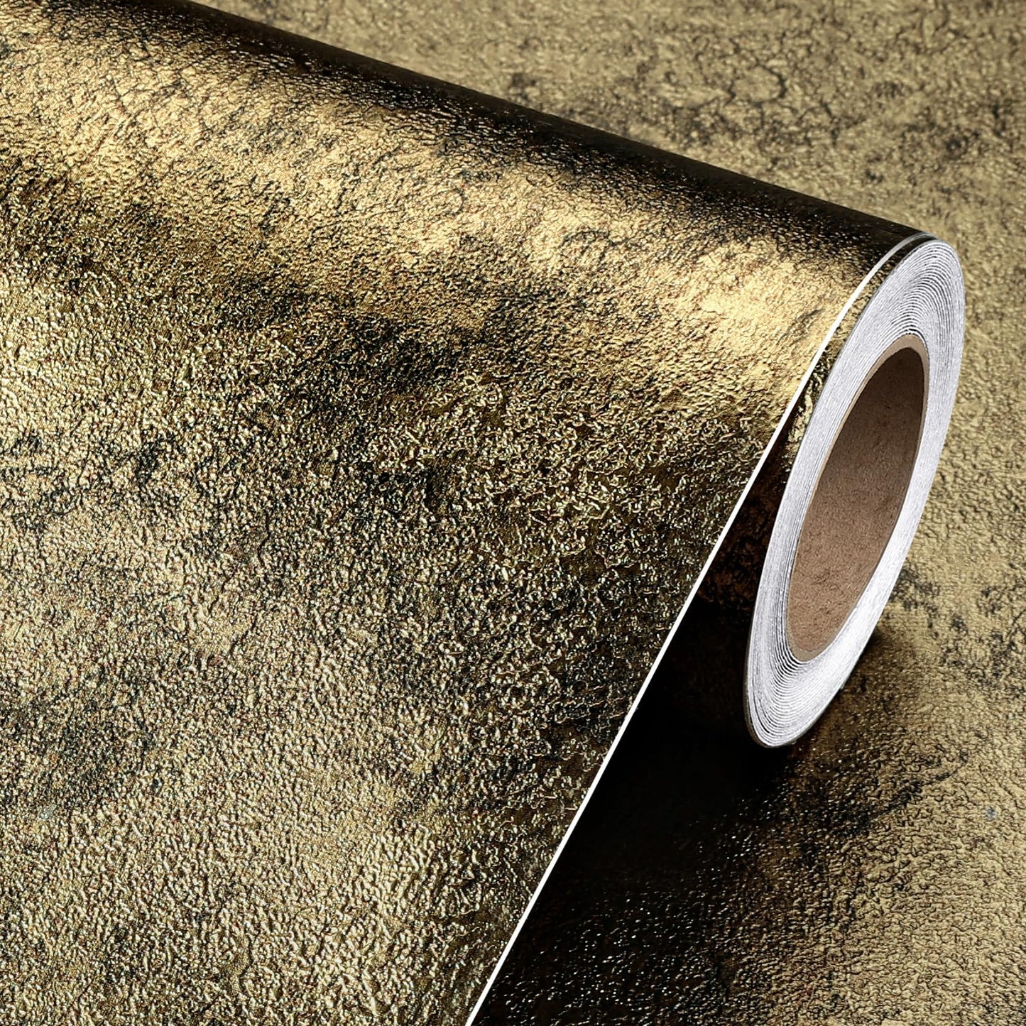 Livelynine Gold Metallic Peel and Stick Wallpaper Removable Thick Luxury Black Gold Textured Contact Paper for Countertops Kitchen Cabinets Self Adhesive Vintage Accent Wall Paper Bedroom 15.8x78.8