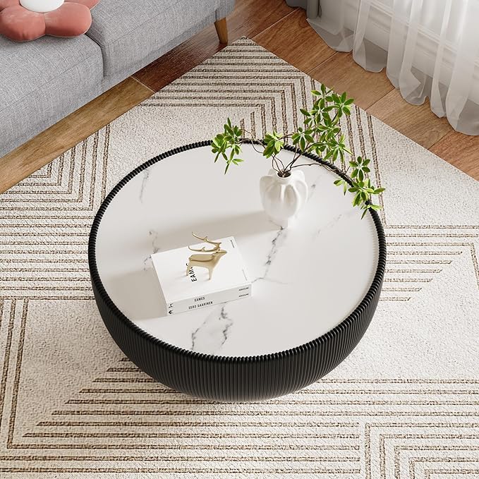 27.55" Round Marble Coffee Table
