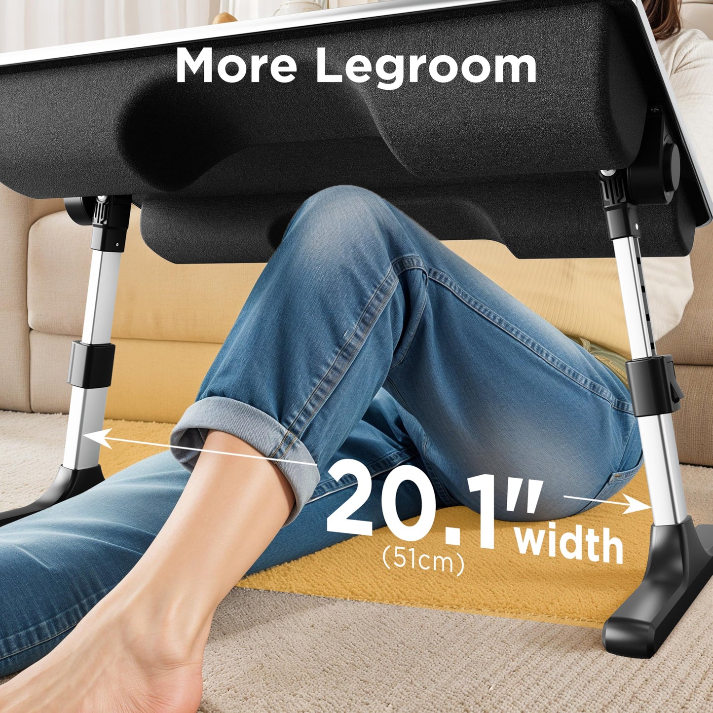 FoldWise 2-in-1 Lap & Bed Desk with Soft Cushions - Adjustable Height & Angle, Foldable Laptop Stand for Bed & Couch - Wrist Rest, iPad Holder, Stopper & Non-Slip Leather - Bed Table for Adults & Kids