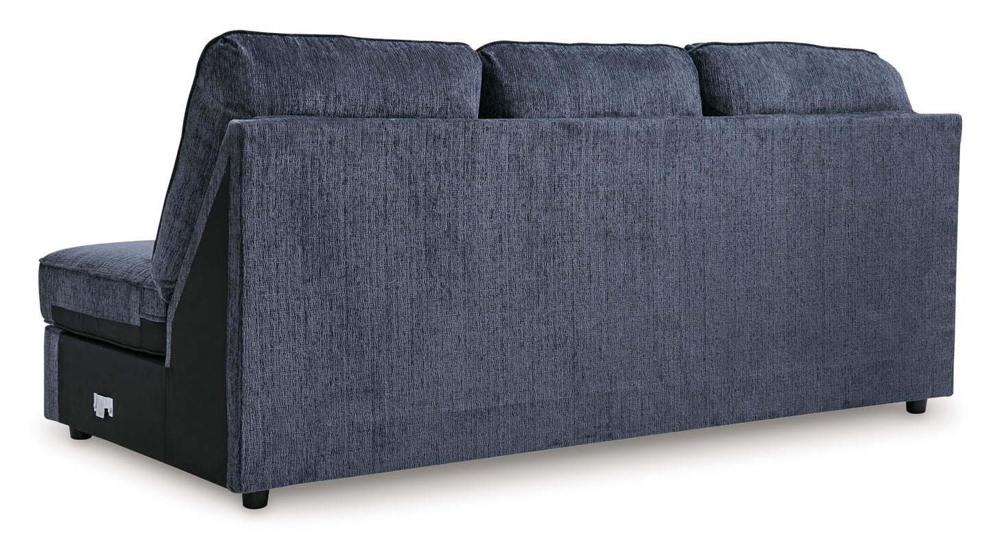 Signature Design by Ashley Albar Place Contemporary U-Shaped 2-Piece Sectional with Loose Seat Cushions and 2 Accent Pillows, Blue