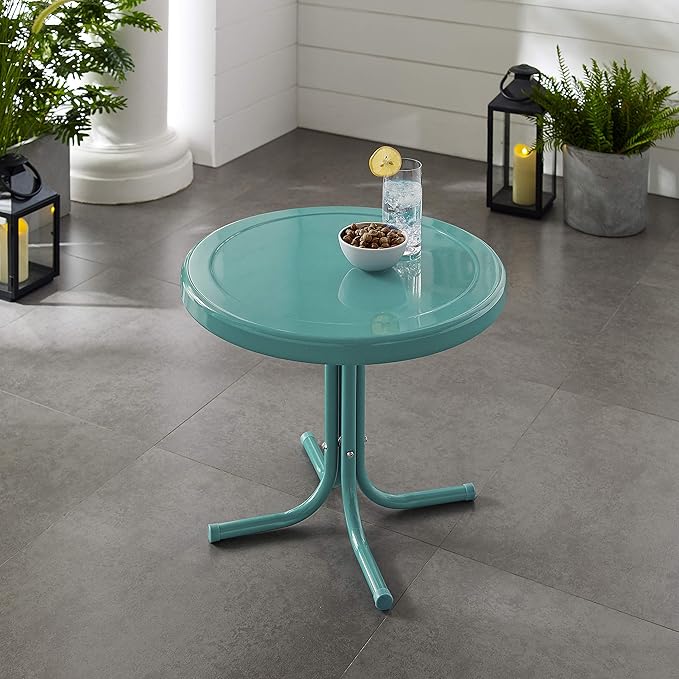 Crosley Furniture Griffith Weather Resistant Retro Metal Outdoor Side Table