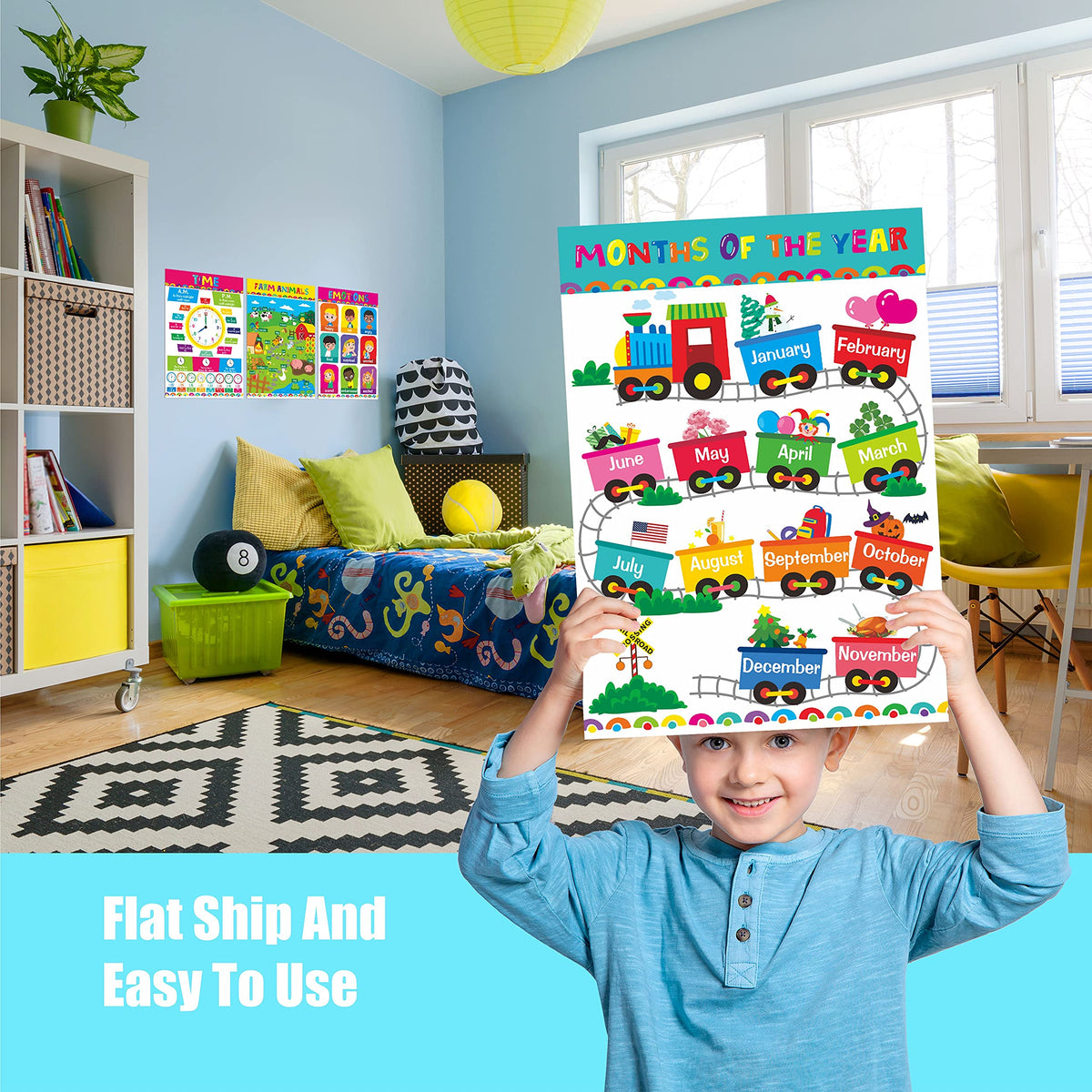 Gethelud 17 Packs Educational Poster, PET Film Covered Preschool Learning Tools for Nursery Kindergarten Toddlers