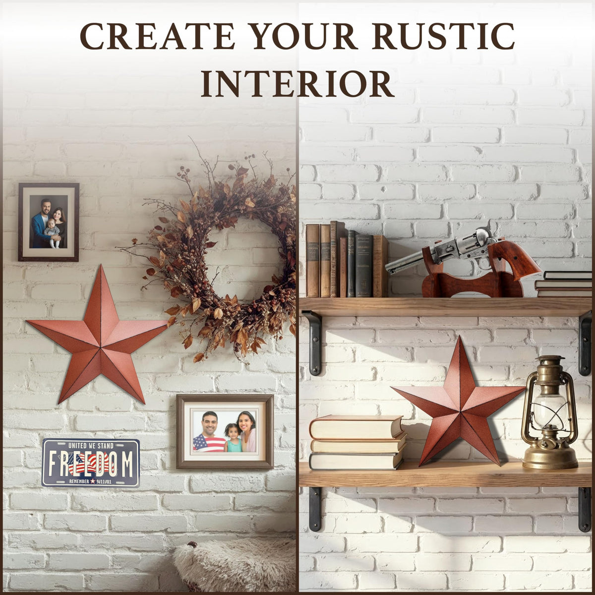 Distressed Country Red Black Burgundy Barn Star Country Primitive Wall Décor