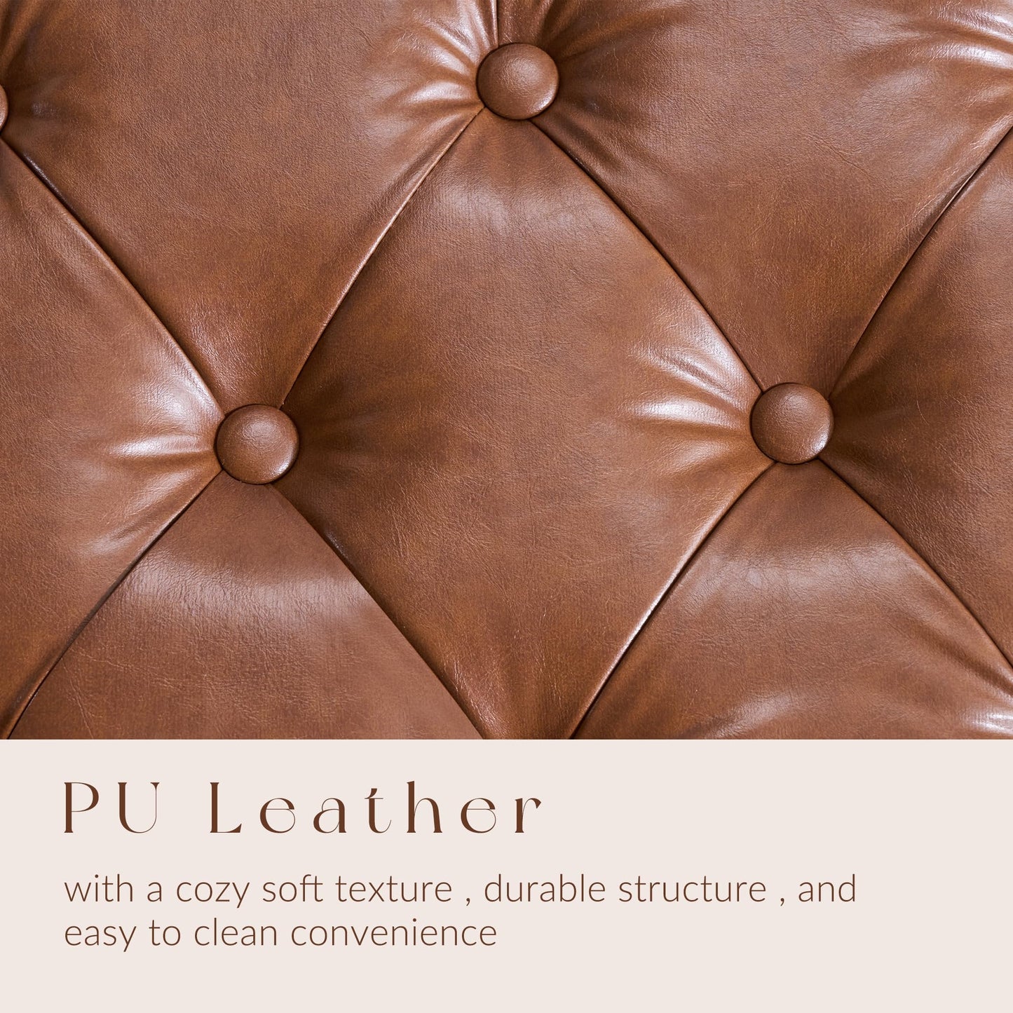 GRAINELL 42.13” Storage Ottoman Bench, Upholstered Tufted Bedroom Bench with Storage, End of Bed Storage Bench for Living Room & Entryway, 350 lb Capacity, Leather Brown