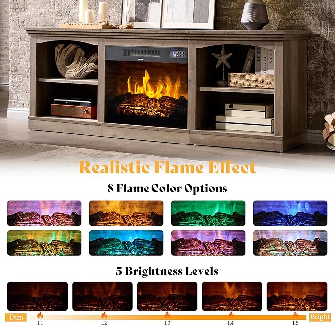 AMERLIFE 70 Inch Fireplace TV Stand