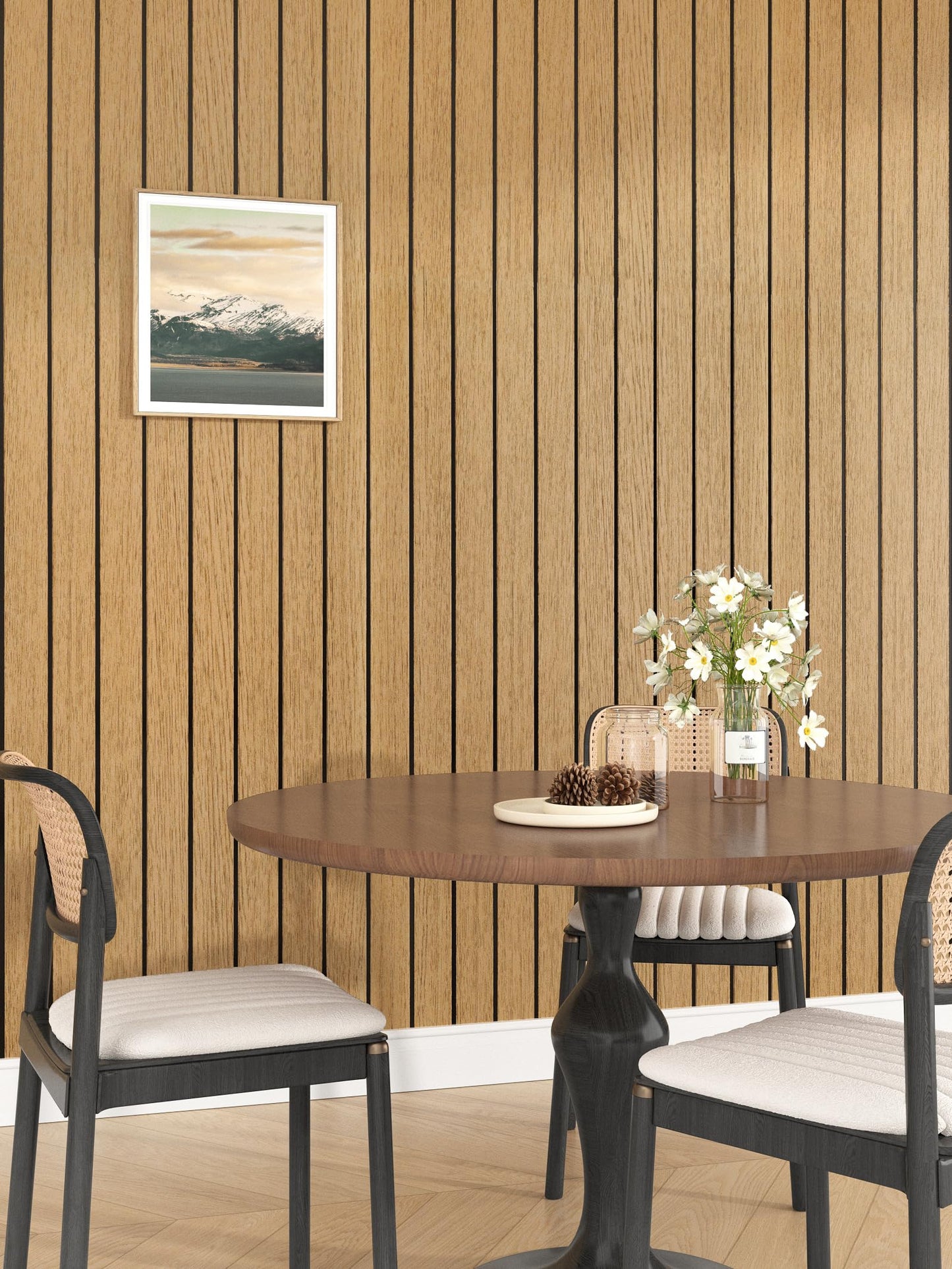 STICKEEP Brown Peel and Stick Wood Panels 3D Textured Acoustic Faux Wood Wall Slat Panel Self Adhesive Soundproof Walnut Wooden Slatted Panel Wallpaper for Bedroom Ceiling Office Studio 11.8"x118"