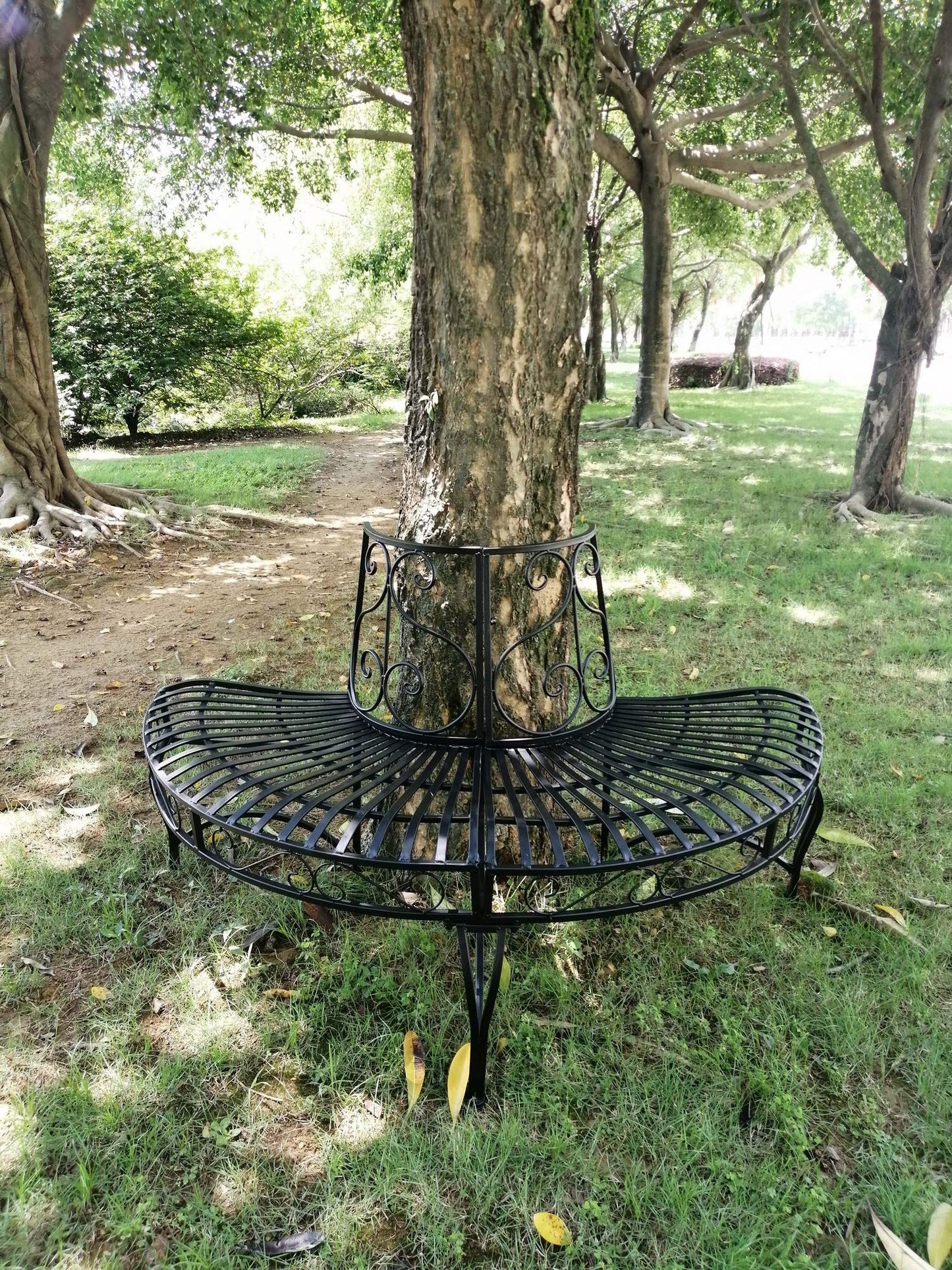 HI-LINE Black SEMI-Circle Tree-WRAP Bench