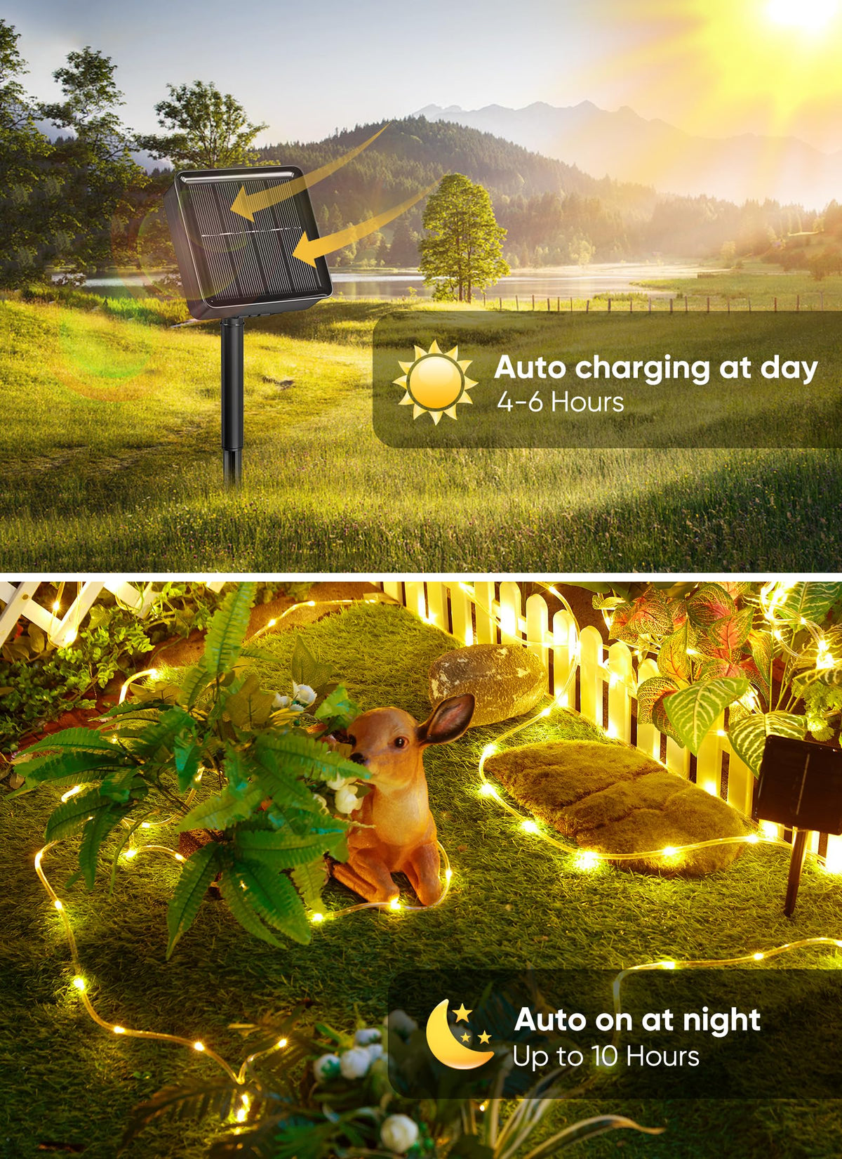 Brightown Solar Rope Lights, 39FT 100LED Outdoor Solar String Lights, IP65 Waterproof Solar Powered Fairy Lights with 8 Lighting Modes for Party Garden Patio Pool Backyard Tree Decoration, Warm White