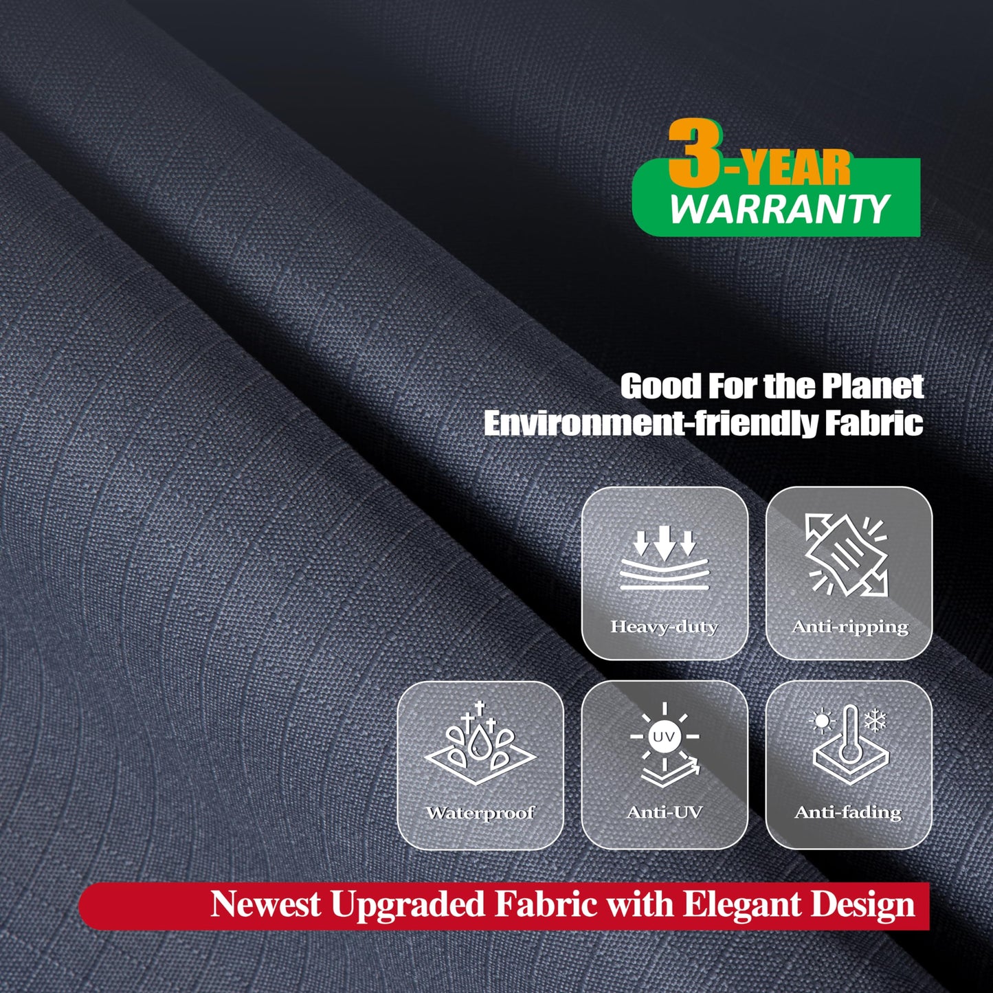 F&J Outdoors Heavy Duty Waterproof UV Resistant I Shape 3Seater Patio Sofa Cover, Grey, 82" W x 39" D x 36" H