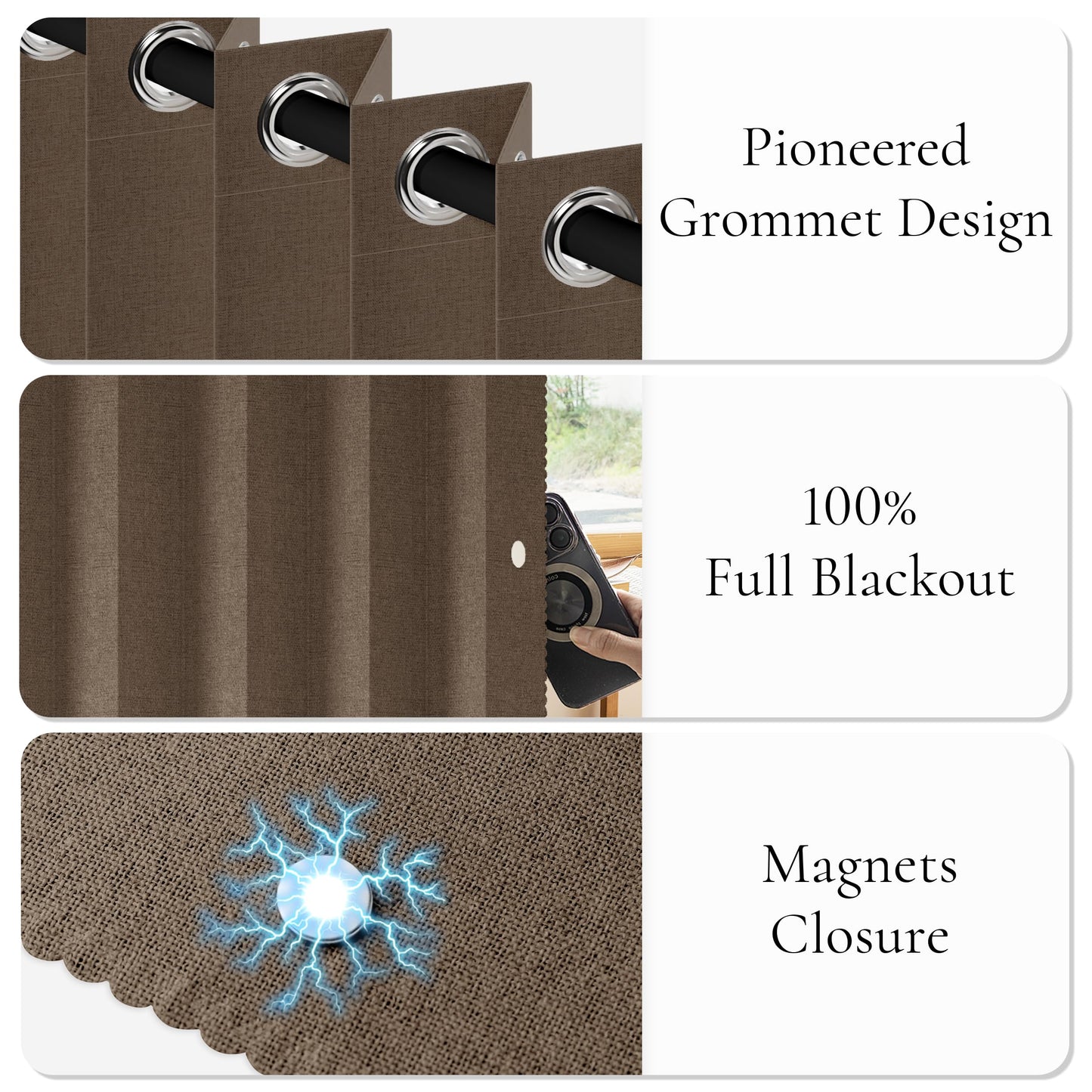 HMYI Accordion Door Curtains for Doorways, Curtain Door for Privacy Use, Fabric Curtain Panel, 1 Panel, W100 x L84, Brown