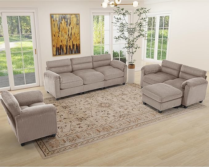 HAOMARKETS Corduroy Sofa Set, Upholstered Armchair
