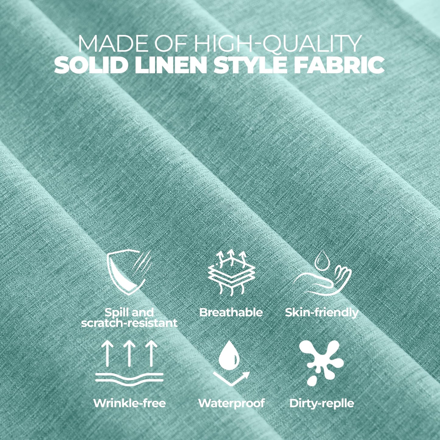 Decorelia Waterproof Round Linen Texture Tablecloth 60 inch, Decorative Farmhouse Tablecloths Anti-Scratch Table Cover for Holiday, Banquet, Dining& Kitchen Table (60 Inch, Round (2-4 Seats), Aqua)
