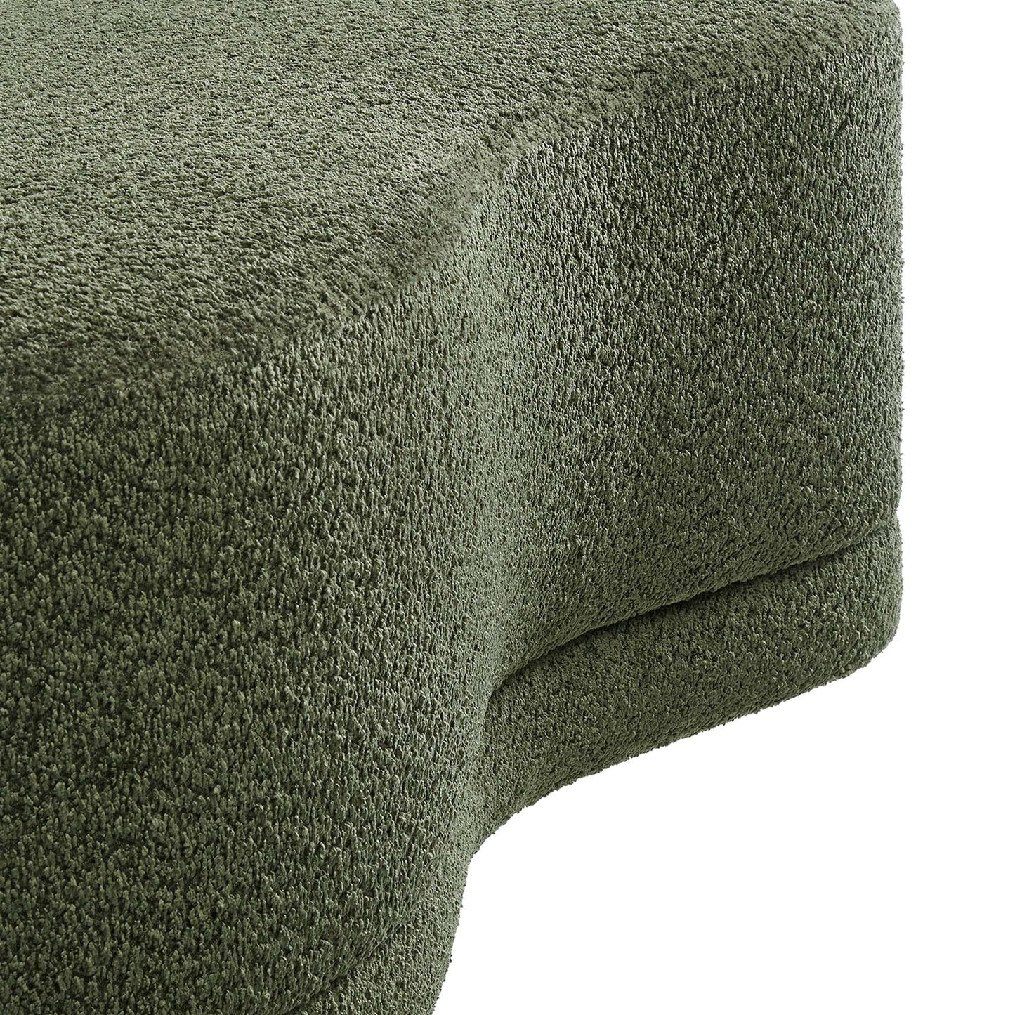 Modway Nimbus 48 Inch Curved Ottoman Bench in Sage - Soft Fabric Chenille Ottoman - Versatile Bedroom Bench - Bouclé Footstool - Upholstered Coffee Table - Bedroom and Living Room Furniture