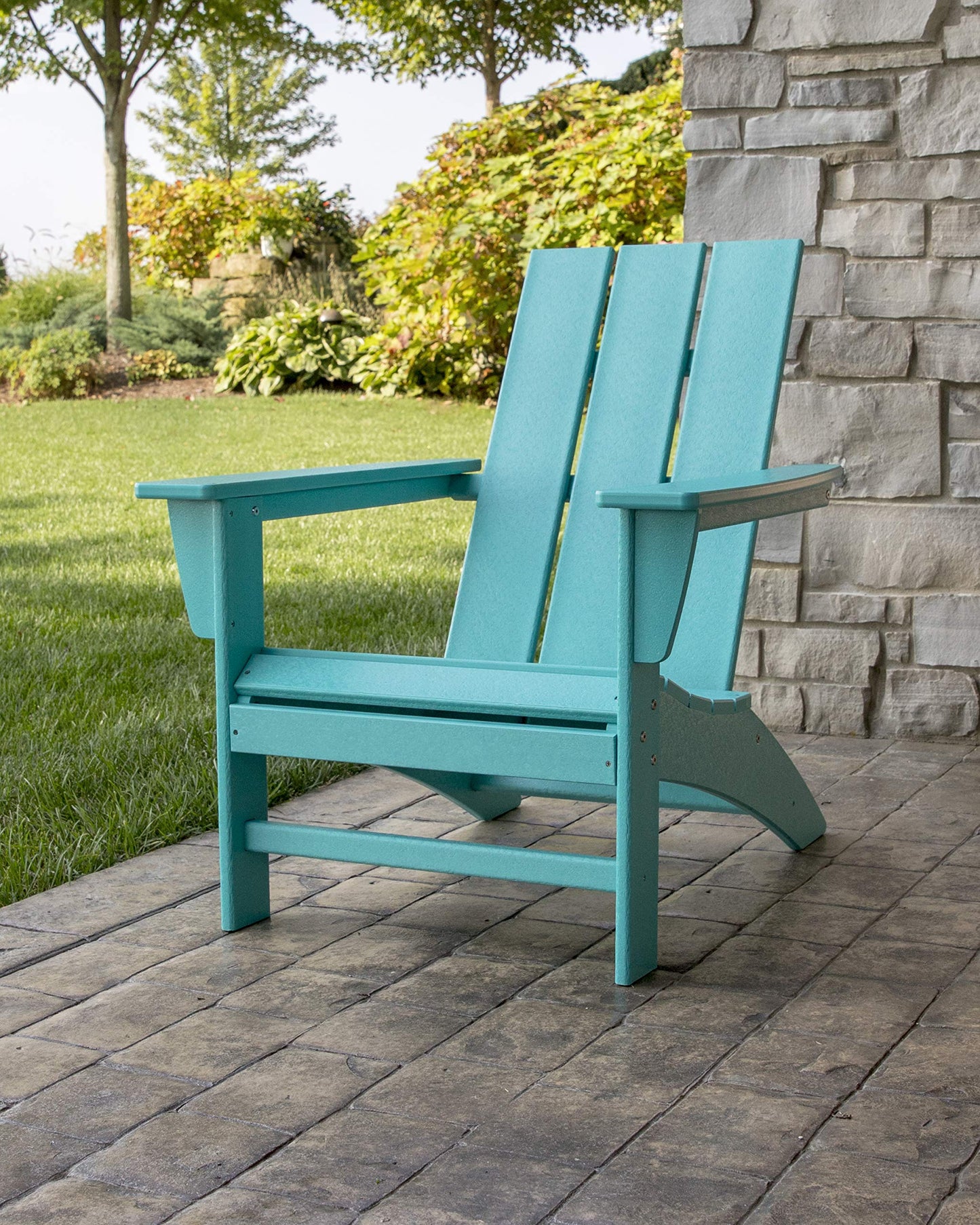 POLYWOOD Modern Adirondack Chair – All-Weather Outdoor Lawn Adirondack Chairs – HDPE, Fade-Resistant & Durable Outdoor Furniture – For Patio, Deck & Fire Pit Chairs – White