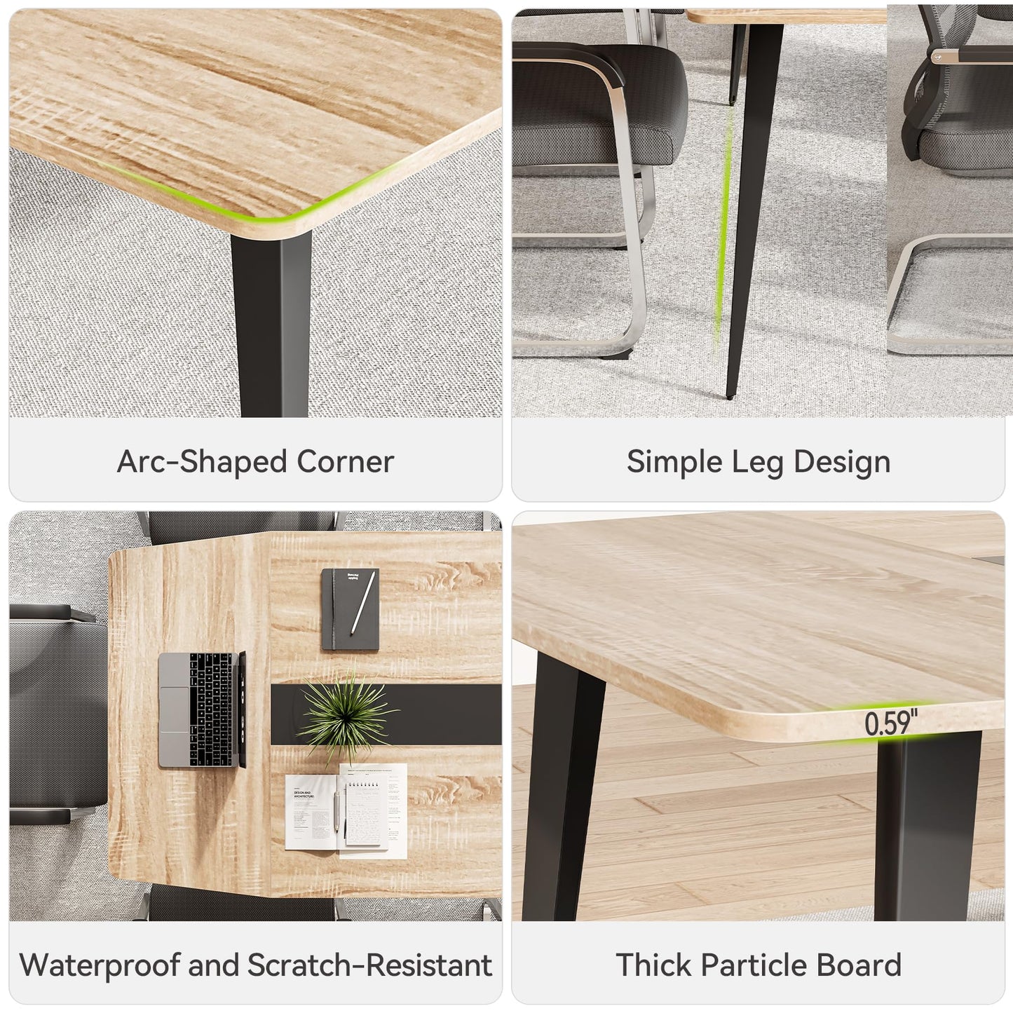 LITTLE TREE 6 FT Conference Room Table, 70.86L x 35.43W x 29.52H Inches Boat Shaped Meeting Seminar Boardroom Table