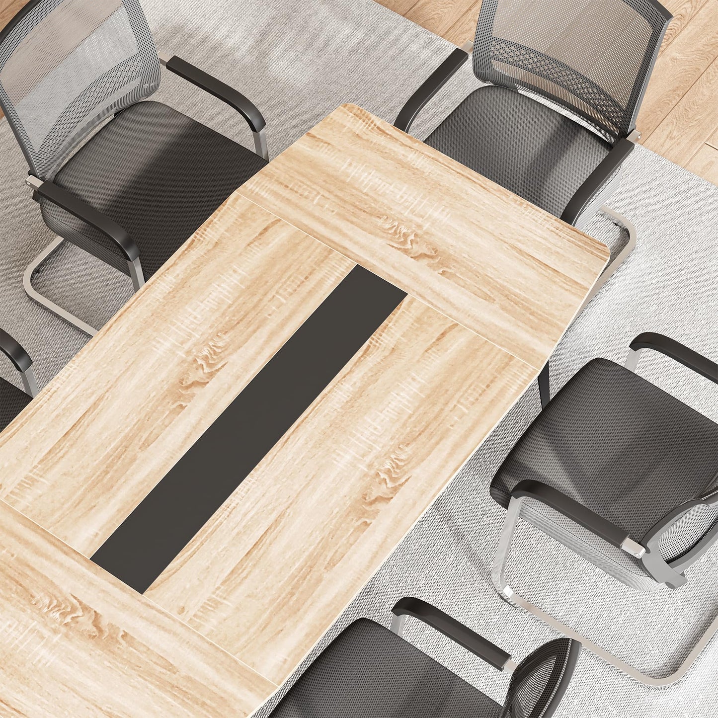 LITTLE TREE 6 FT Conference Room Table, 70.86L x 35.43W x 29.52H Inches Boat Shaped Meeting Seminar Boardroom Table