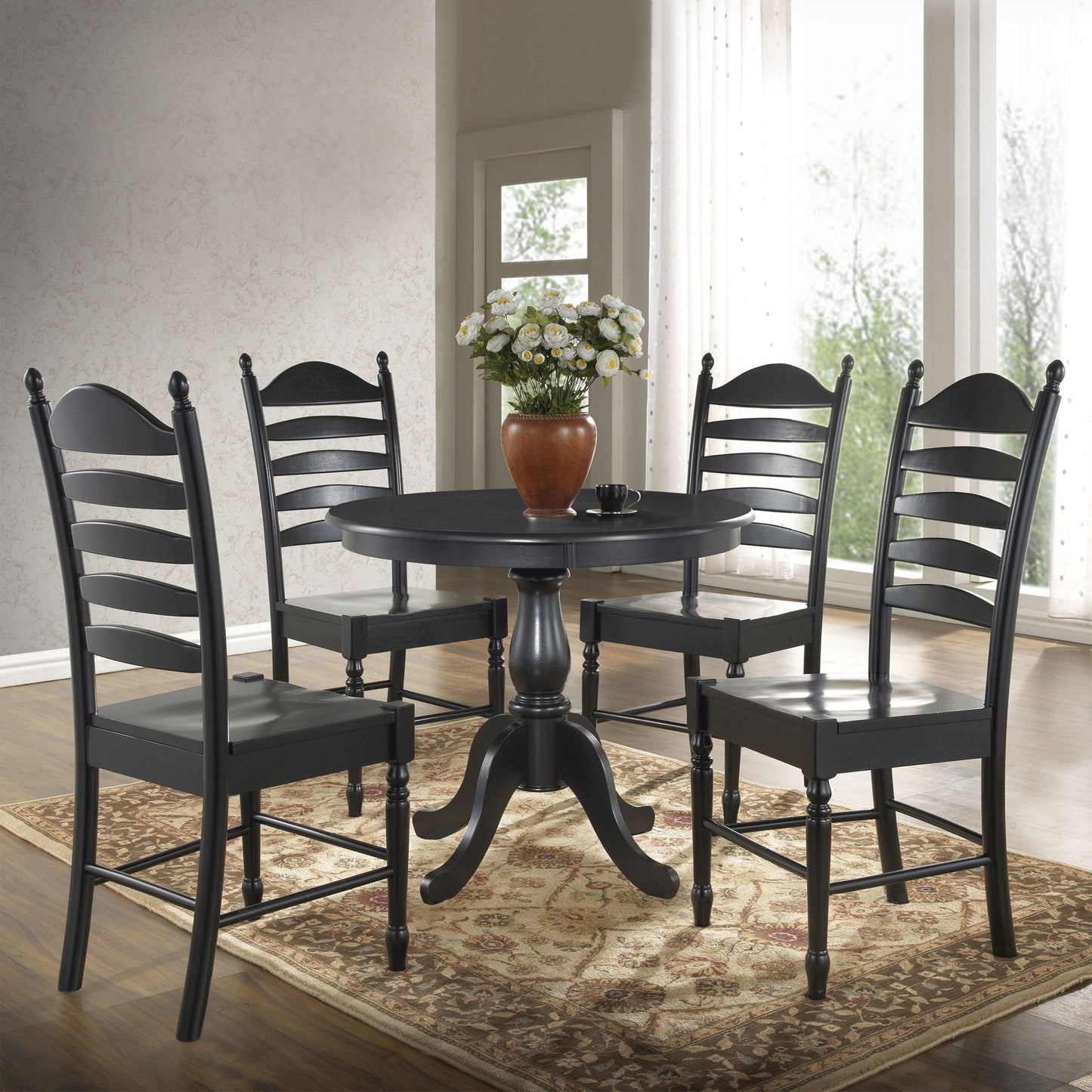 Carolina Chair & Table Fairview Round Dining Table – Classic American Style Furniture, Seats 2-4 Person Wooden Top Pedestal Base Table for Kitchen or Dining Room (Antique Black, 36")