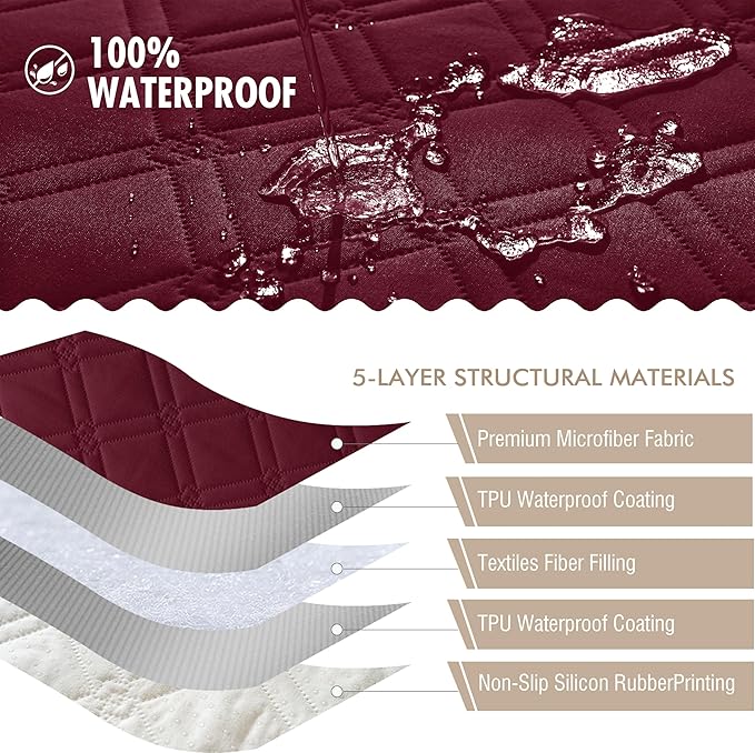 Genina Waterproof Couch Cover, Washable Anti-Slip 67 inch Sofa Covers