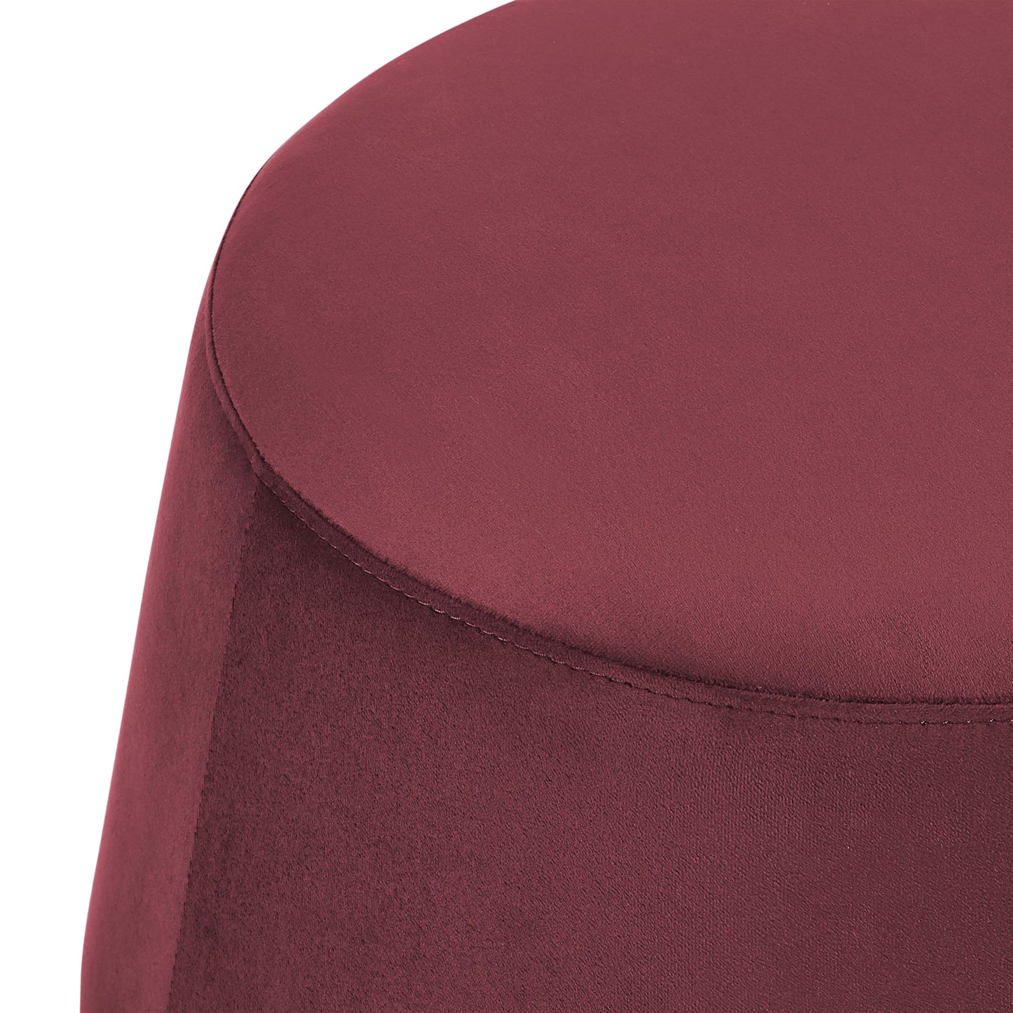 Studio Living® 24” Waverly Ottoman Round Faux Leather Bench, Stationary Ottomans, Backless Chair, Footrest for Living Room, Footstool Office, Bedroom, Padded Seat, Plum