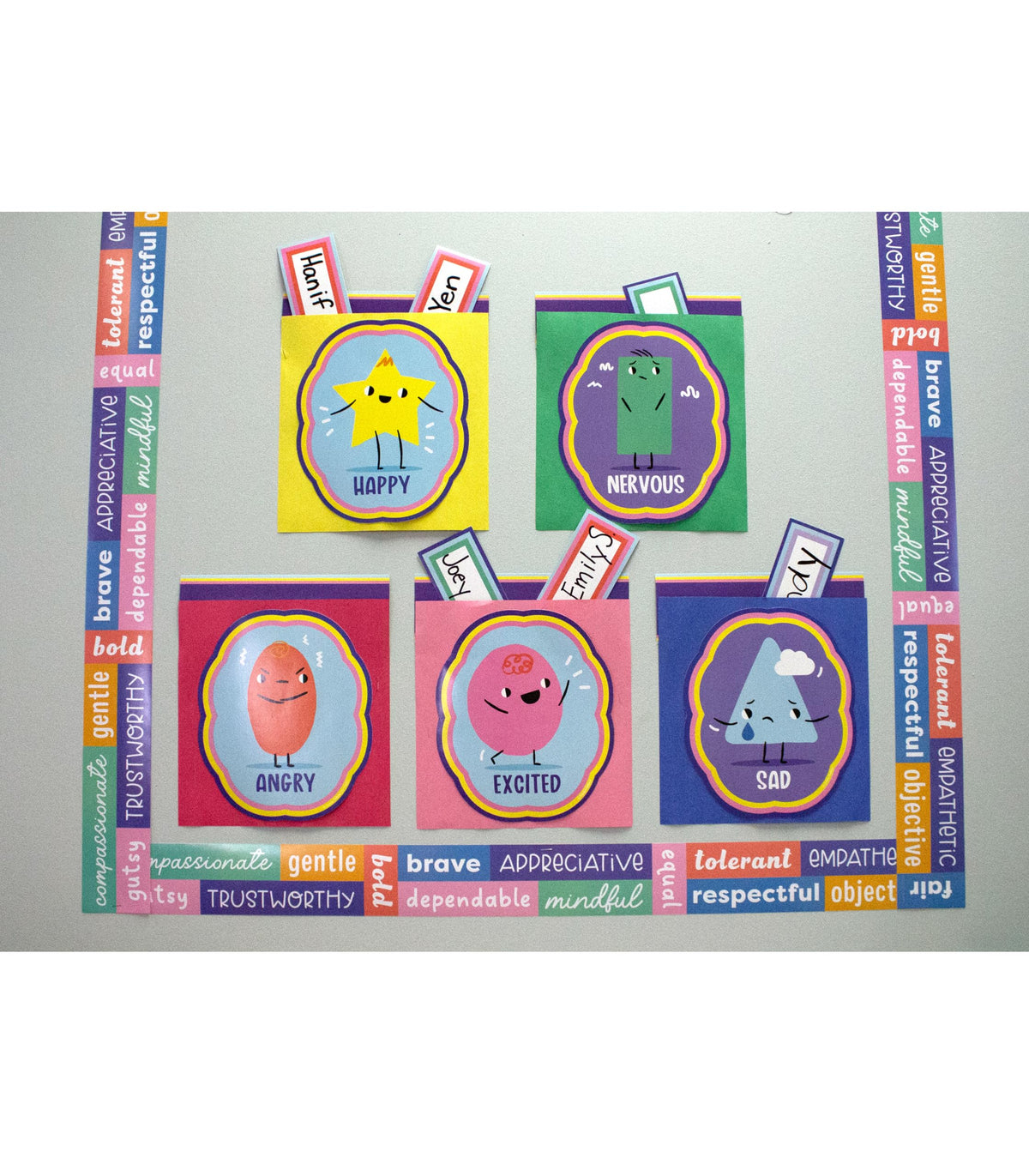 Carson Dellosa Pre-Punched We Stick Together 46-Piece Emotions Check-in Bulletin Board Set, Calming Corner Accents, Feelings Chart, Mood Board and More, Calm Down Corner, SEL Classroom Décor