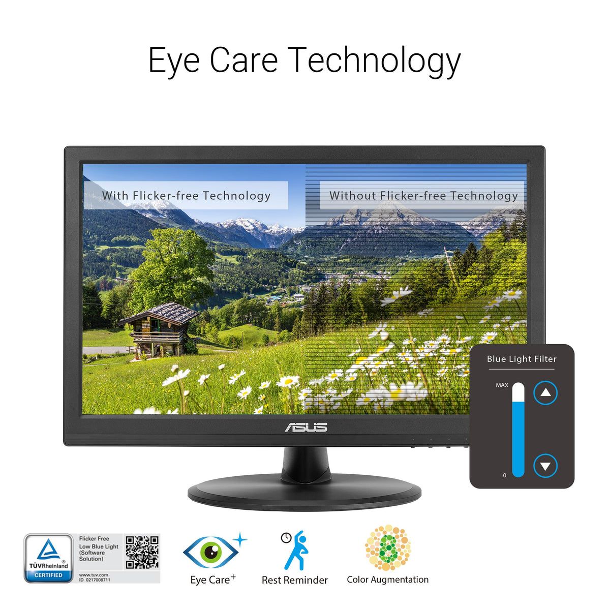 ASUS 15.6” 1080P Touch Monitor (VT169HE) - Full HD, 10-Point Touchscreen, IPS, Wide Viewing Angle, Frameless, Eye Care, Flicker Free, Low Blue Light, HDMI, Windows 11 Compliance, VESA Mountable