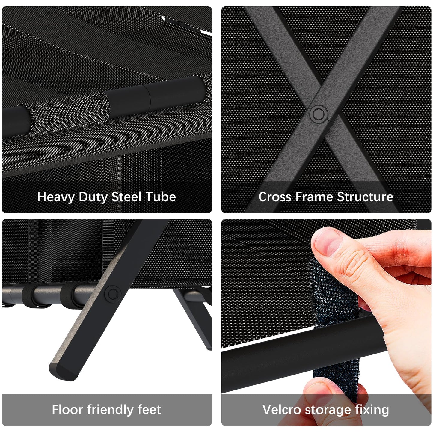 aboxoo Luggage Rack with storage, Guest Room Folding Suitcase Stands, Holds up to 120 lb, Space Saving Suitcase Holders for guest room, Bedroom Hotel, Black