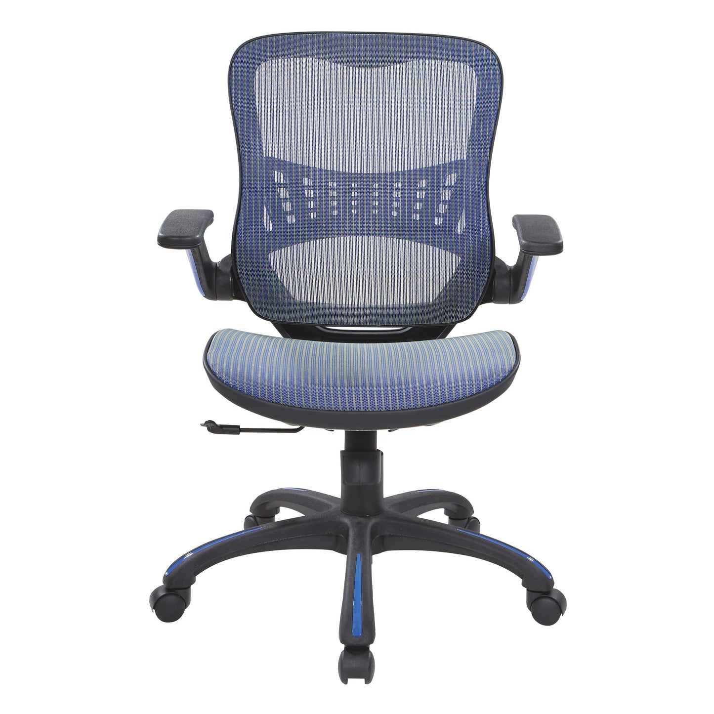 Office Star Riley Ventilated Manager's Office Desk Chair with Breathable Mesh Seat and Back, Black Base with Blue