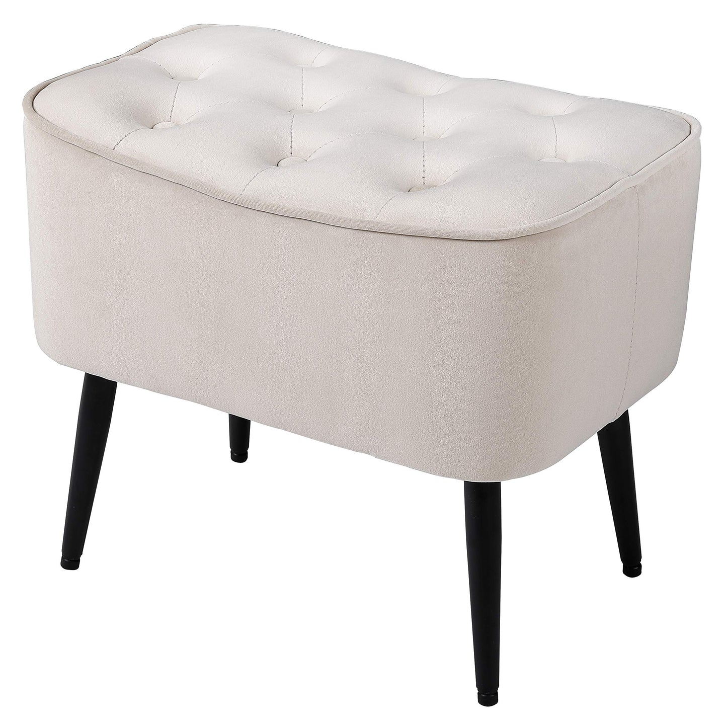 BIRDROCK HOME Tufted Curve Ottoman Velvet Foot Stool - Modern Upholstered Padded Footrest for Living Room or Bedroom - Small Cushioned Accent Chair for Couch, Sofa, or Extra Seating (Tan)