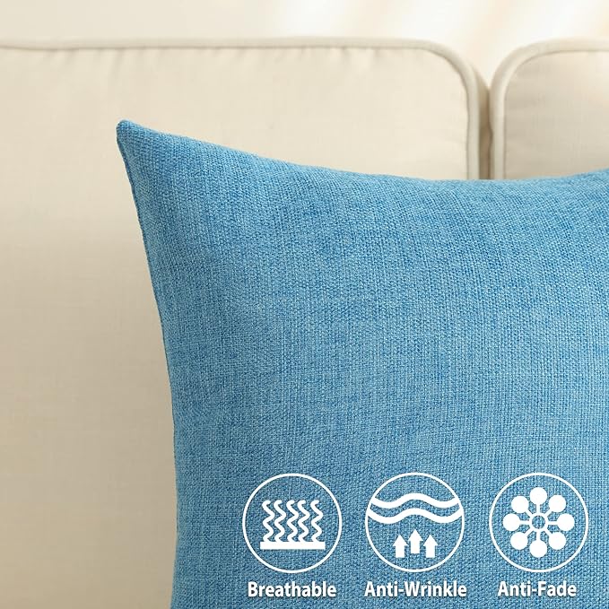 Stellhome Pack of 2 Linen Throw Pillow Covers Solid Fall Decorative Cushion