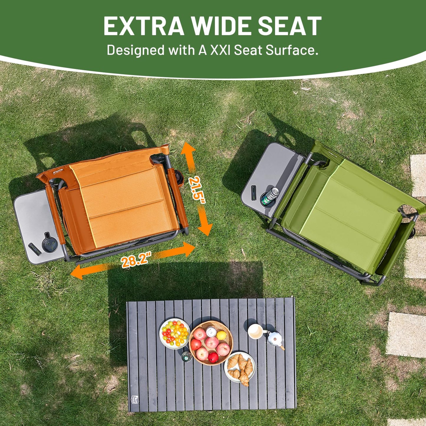 Timber Ridge XXL Director’s Chair – Heavy Duty Folding Camping Chair for Adults, 500lb Capacity, Extra Wide Padded Seat for Camping, Sports, Lawn, Courtyard, and Outdoor Use, Orange