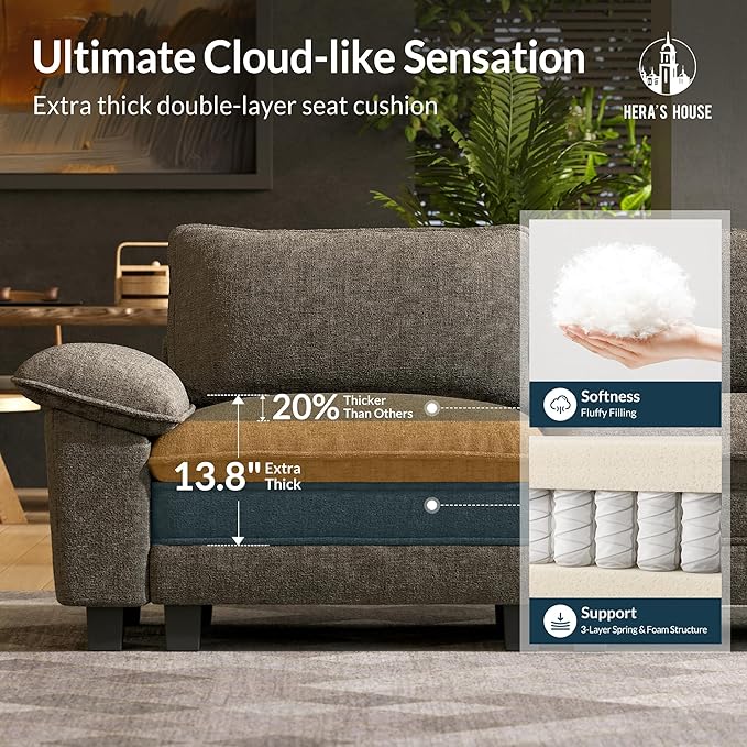 HERA'S HOUSE 124" Modular Sectional Sofa, Oversized U Shaped Couches