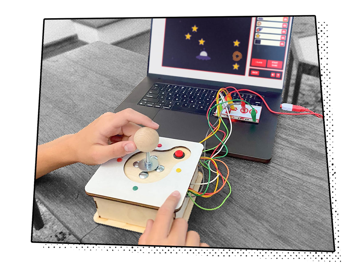 Makey Makey Retro Joystick Invention Launchpad Starter Bundle - Activity kit for STEM Engineering and Coding - Build, Customize, and Play Your Own Arcade Games
