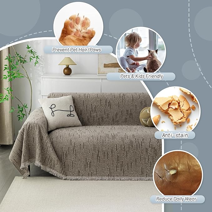 MYSKY HOME Couch Covers for 2 Cushion Couch Sofa, Chenille L Shape Sectional