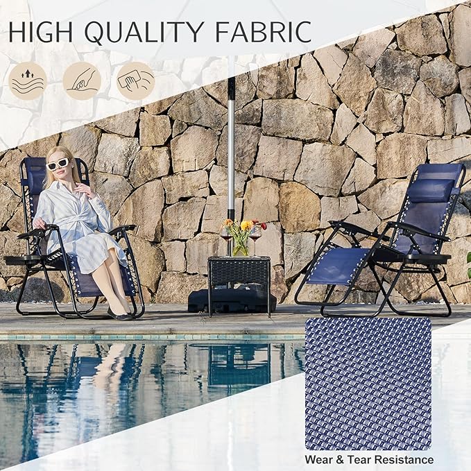 Sweetcrispy Zero Gravity Chairs Set of 2, Outdoor Folding Reclining Lounge Chair