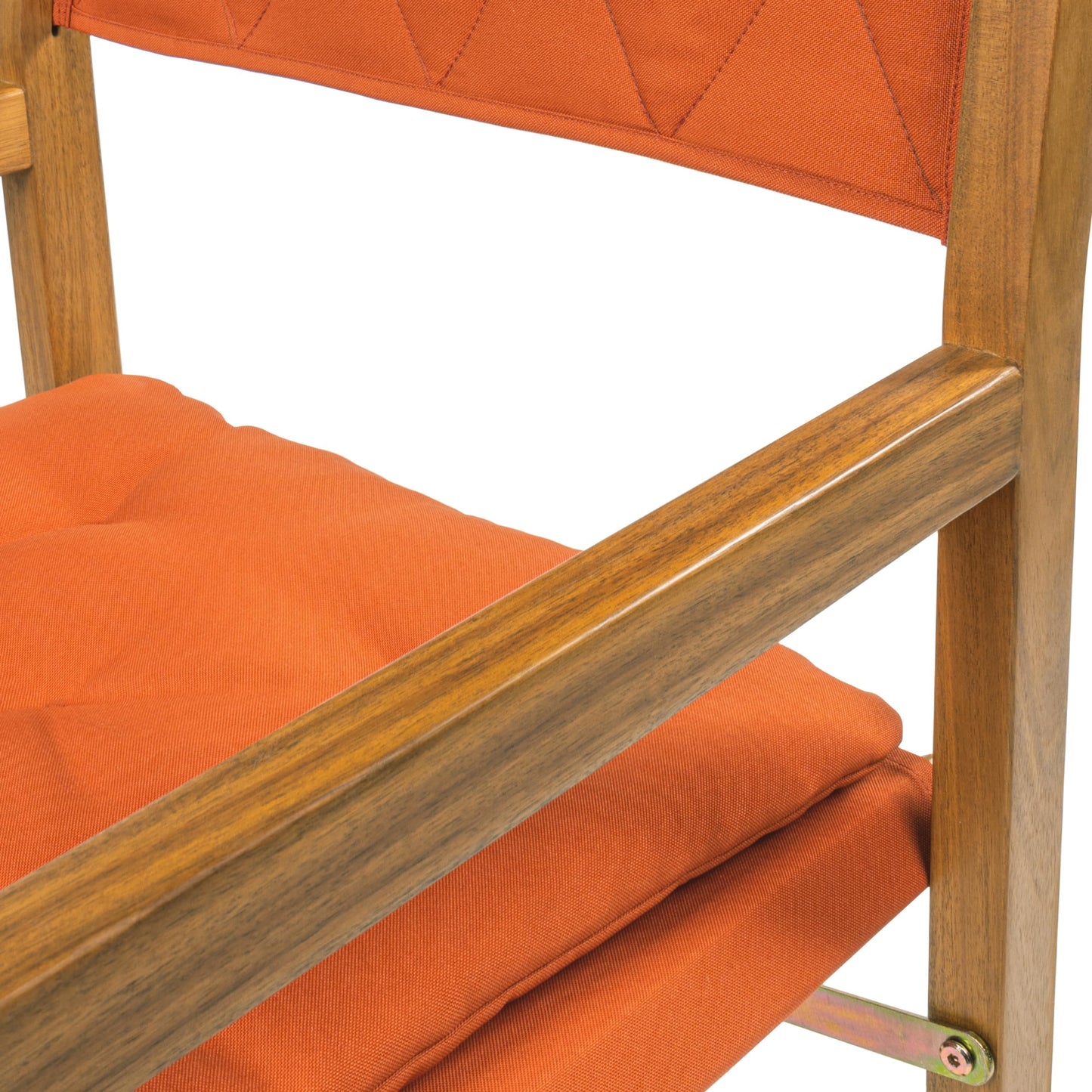 JONATHAN Y Waldo Acacia Wood Outdoor Director Chair Set of 2 for Patio & Balcony, Foldable Coastal Armchair with Orange Diamond-Quilted Cushions, Teak Brown DRC1002B-SET2
